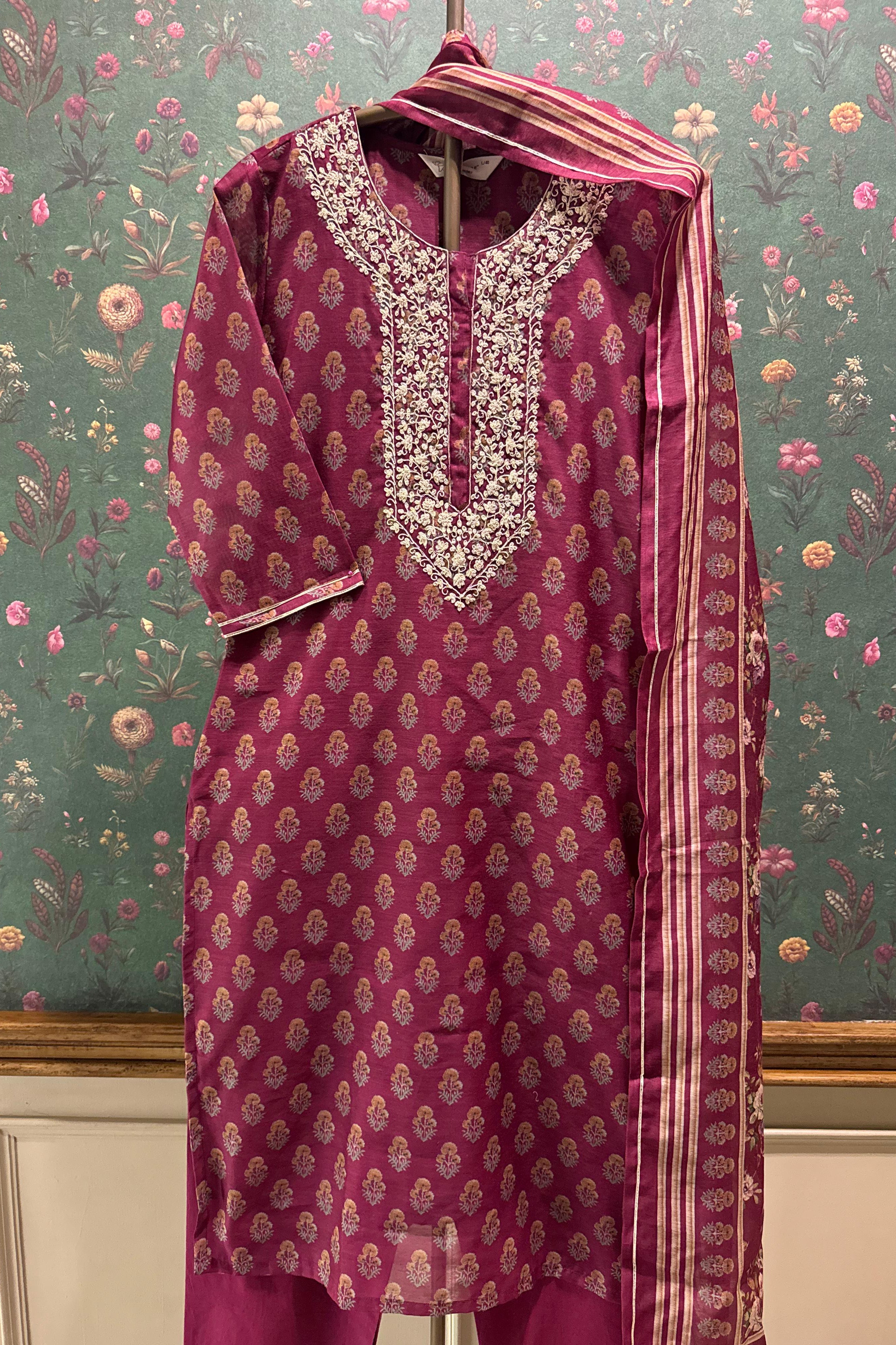 Crimson Royale Red Embroidered Suit Set | HER-365