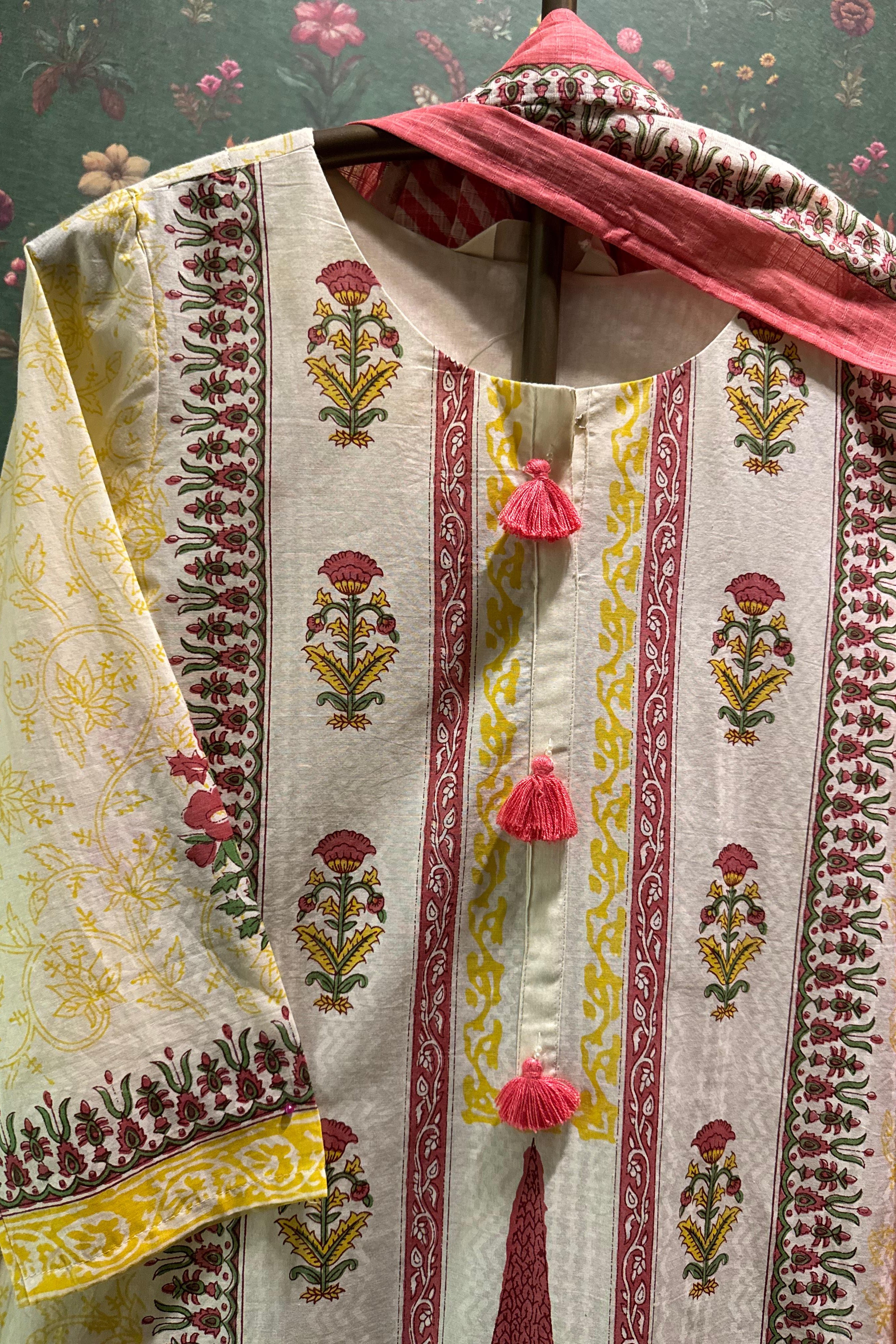 Vine Floral Cotton Suit Set