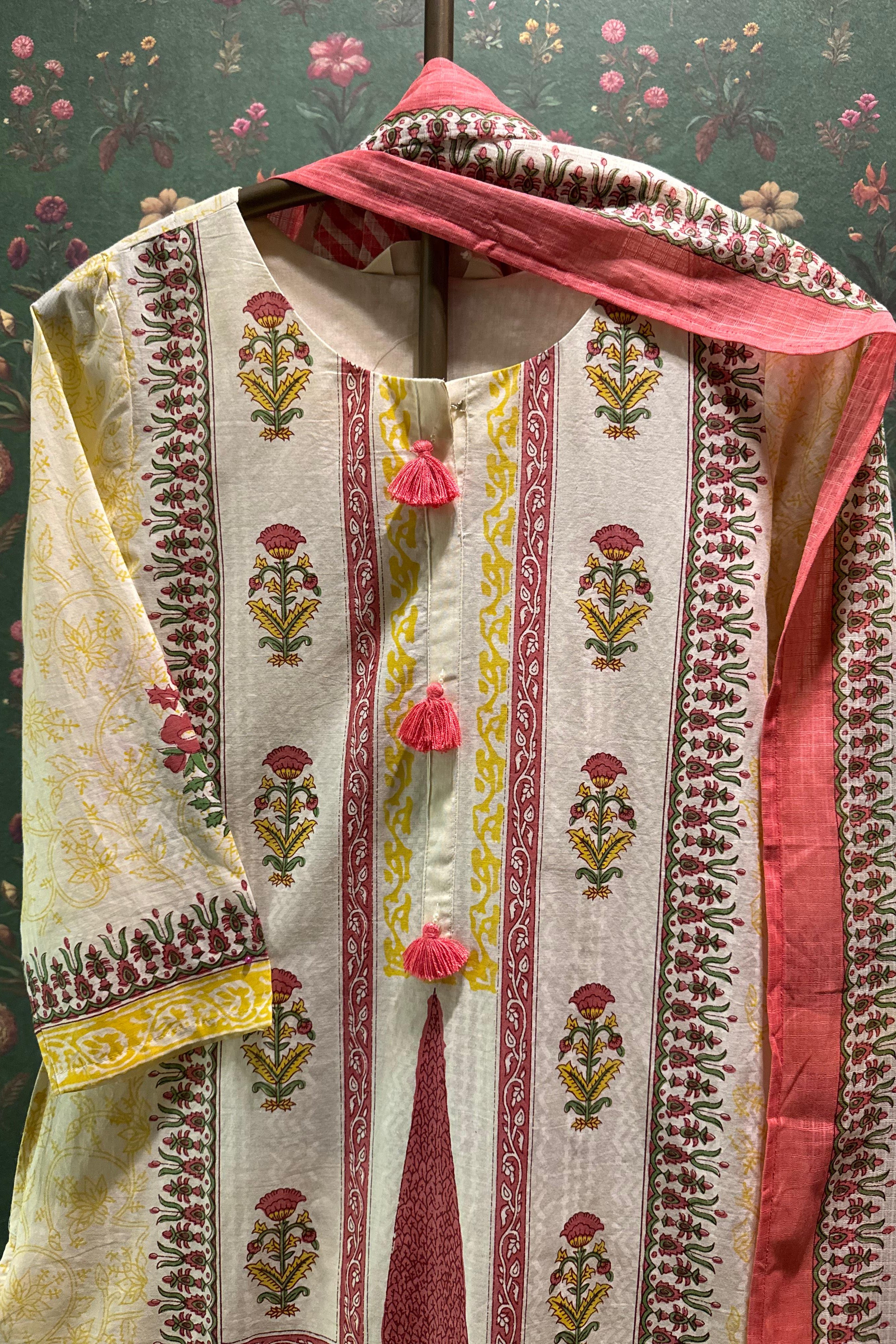 Vine Floral Cotton Suit Set