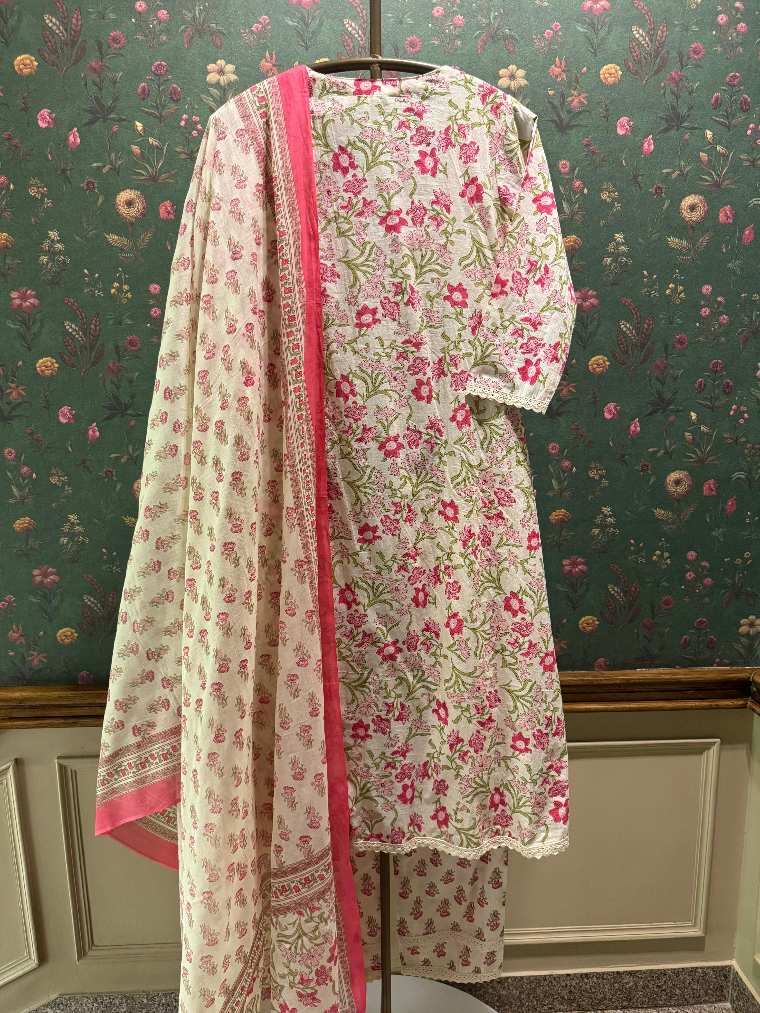 Phoolwari Pintuck Cotton Suit Set