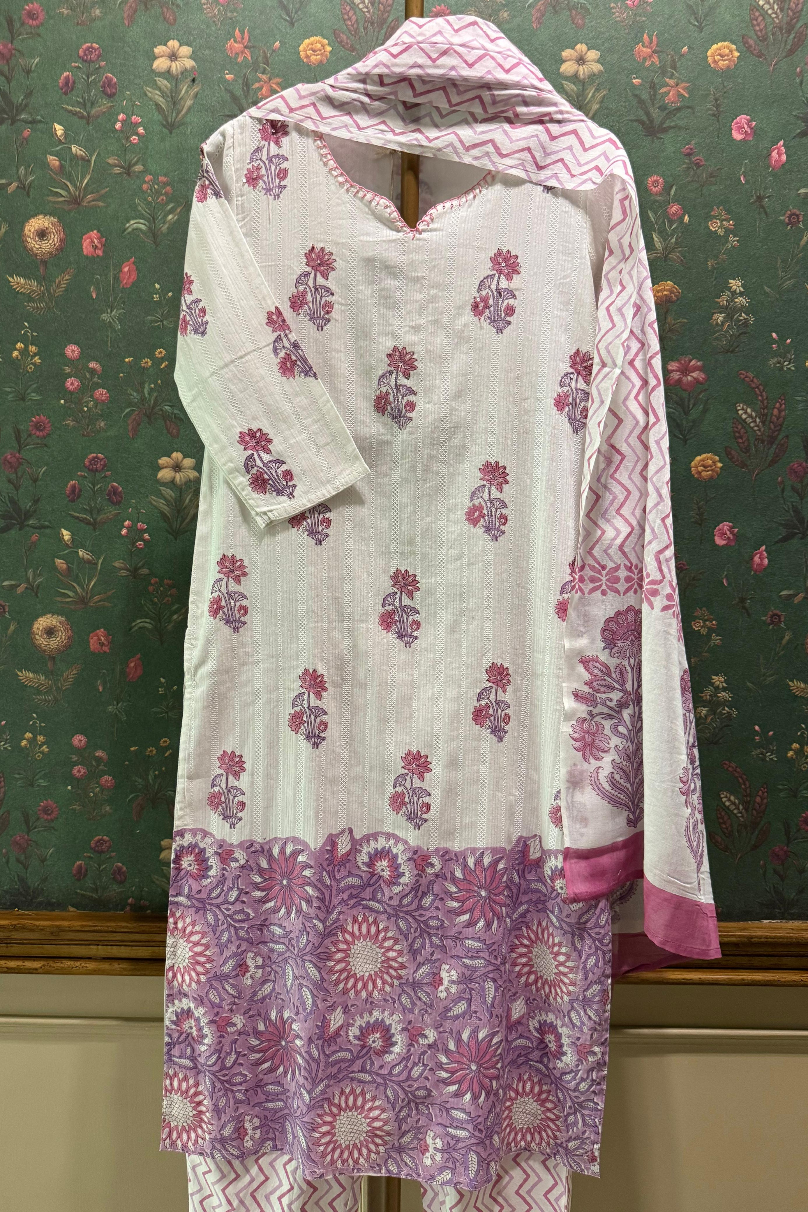 Floral Blush Cotton Suit Set | HER-346