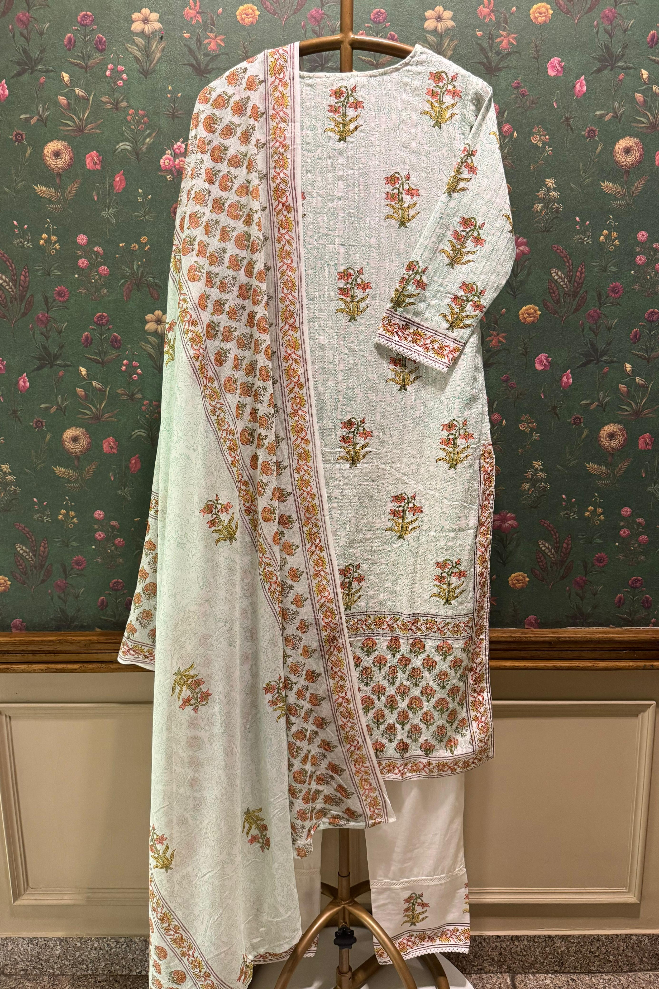 Gul Handblock Cotton Suit Set