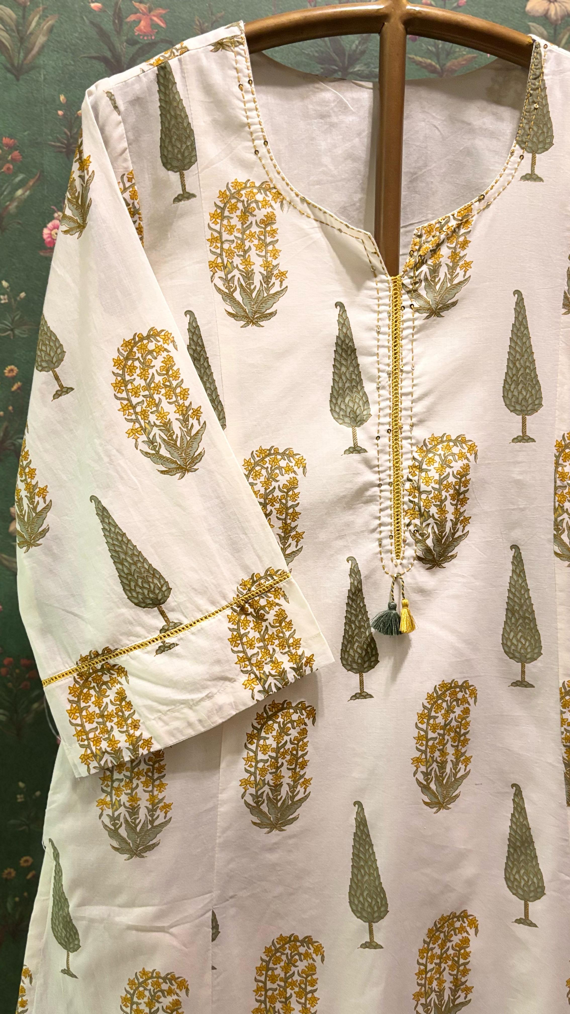 Paisley Hand-block Cotton Kurta/Co-ord Set