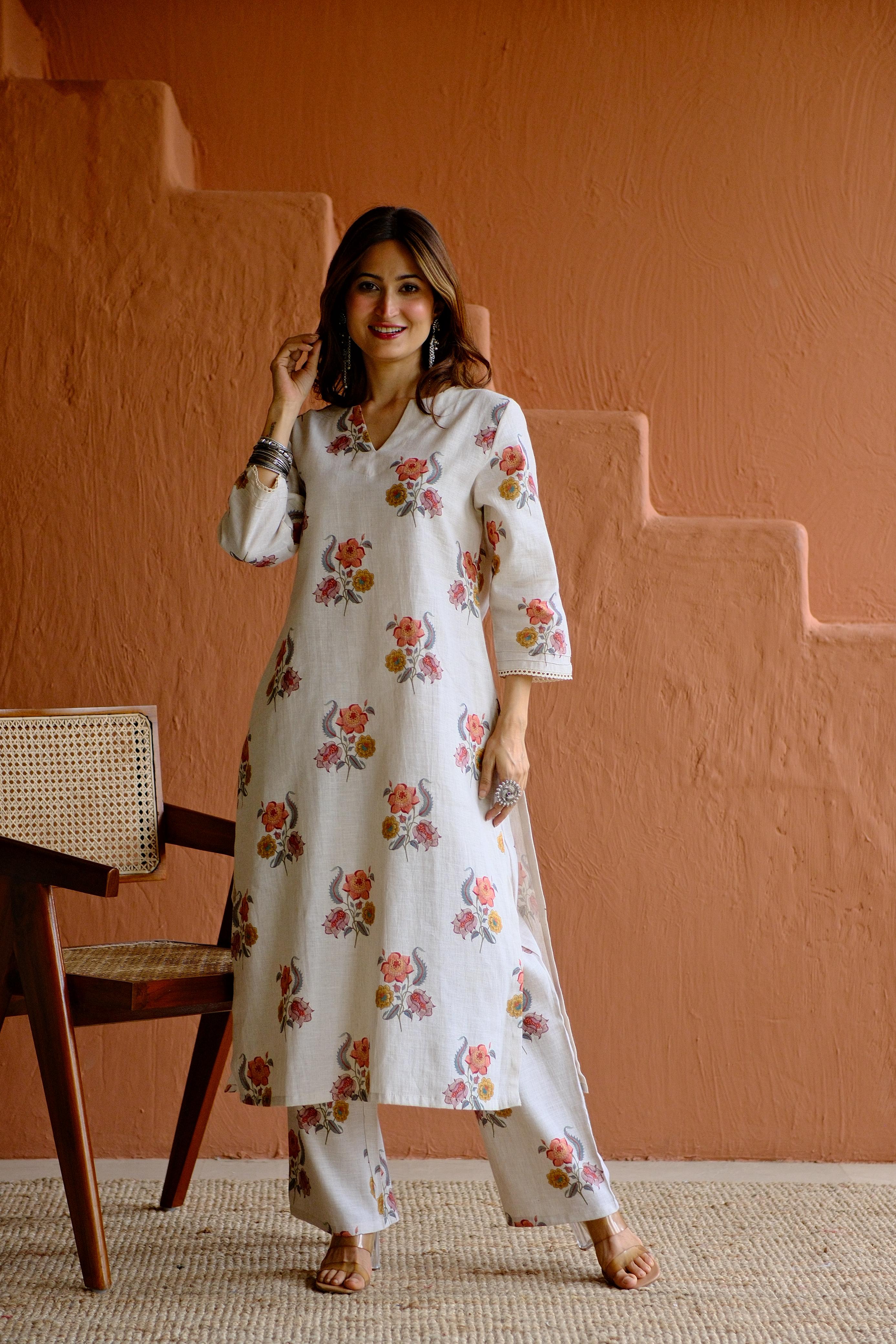 Gulbagh Pure Linen Co-ord/Kurta Set