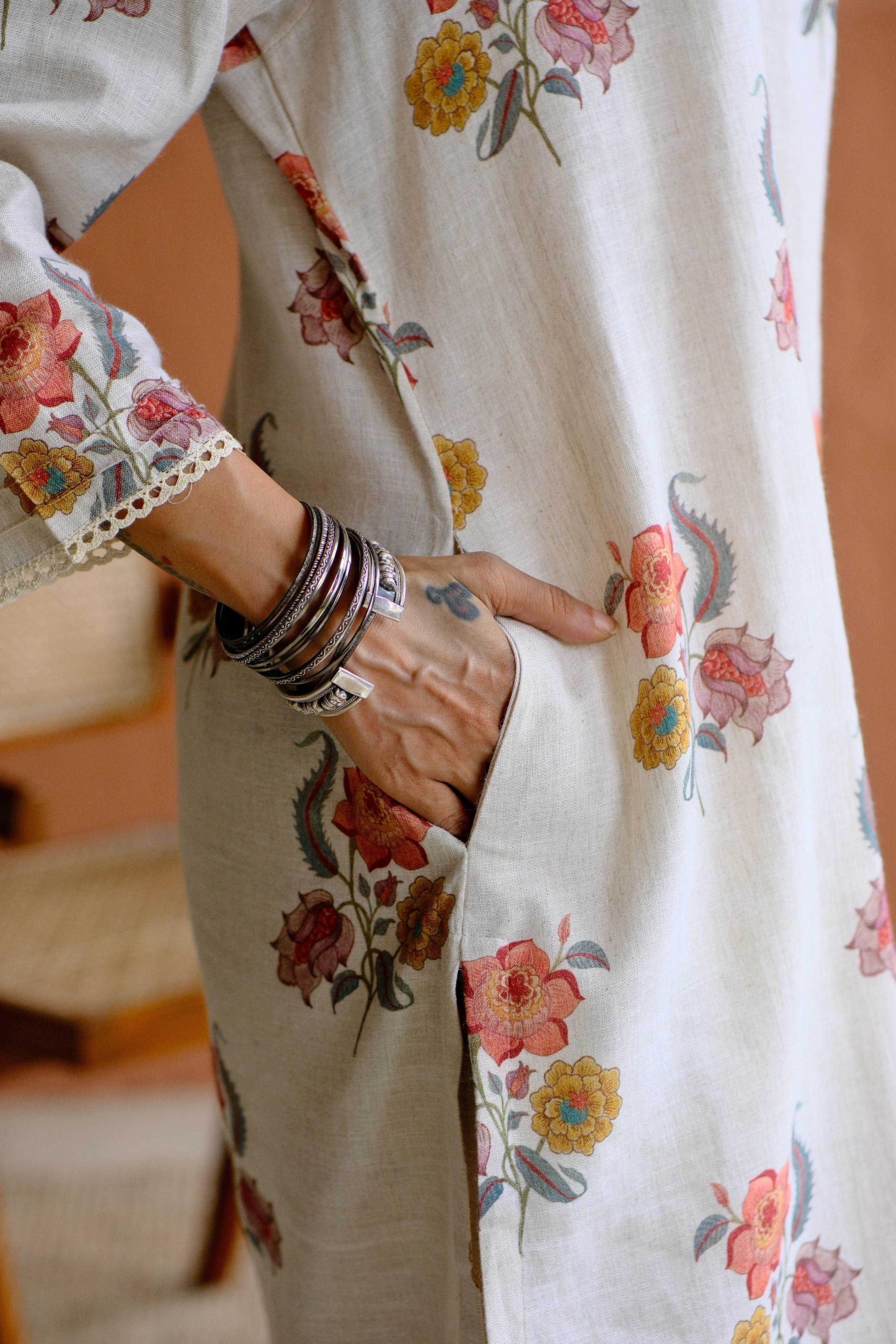 Gulbagh Pure Linen Co-ord/Kurta Set