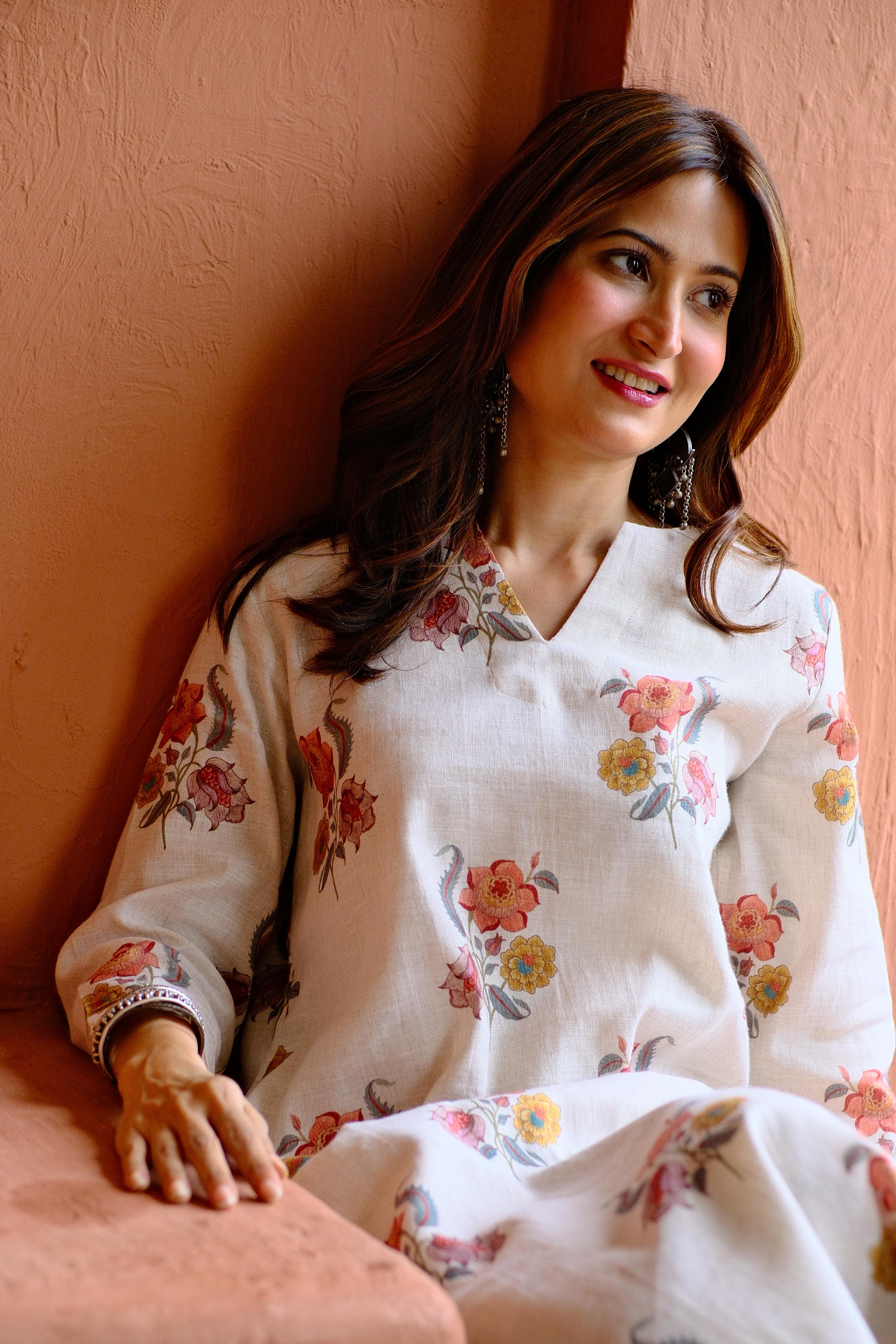 Gulbagh Pure Linen Co-ord/Kurta Set