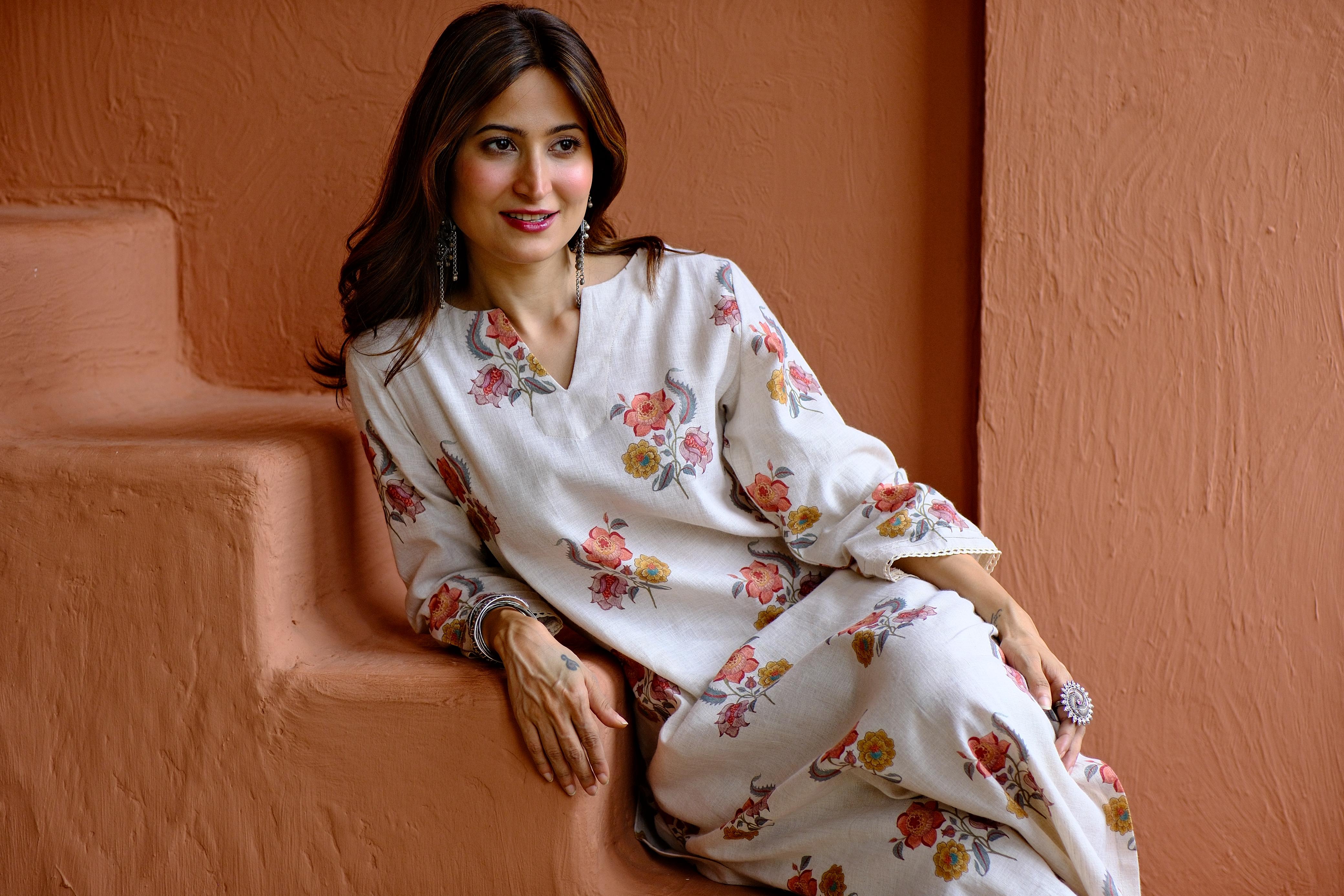 Gulbagh Pure Linen Co-ord/Kurta Set