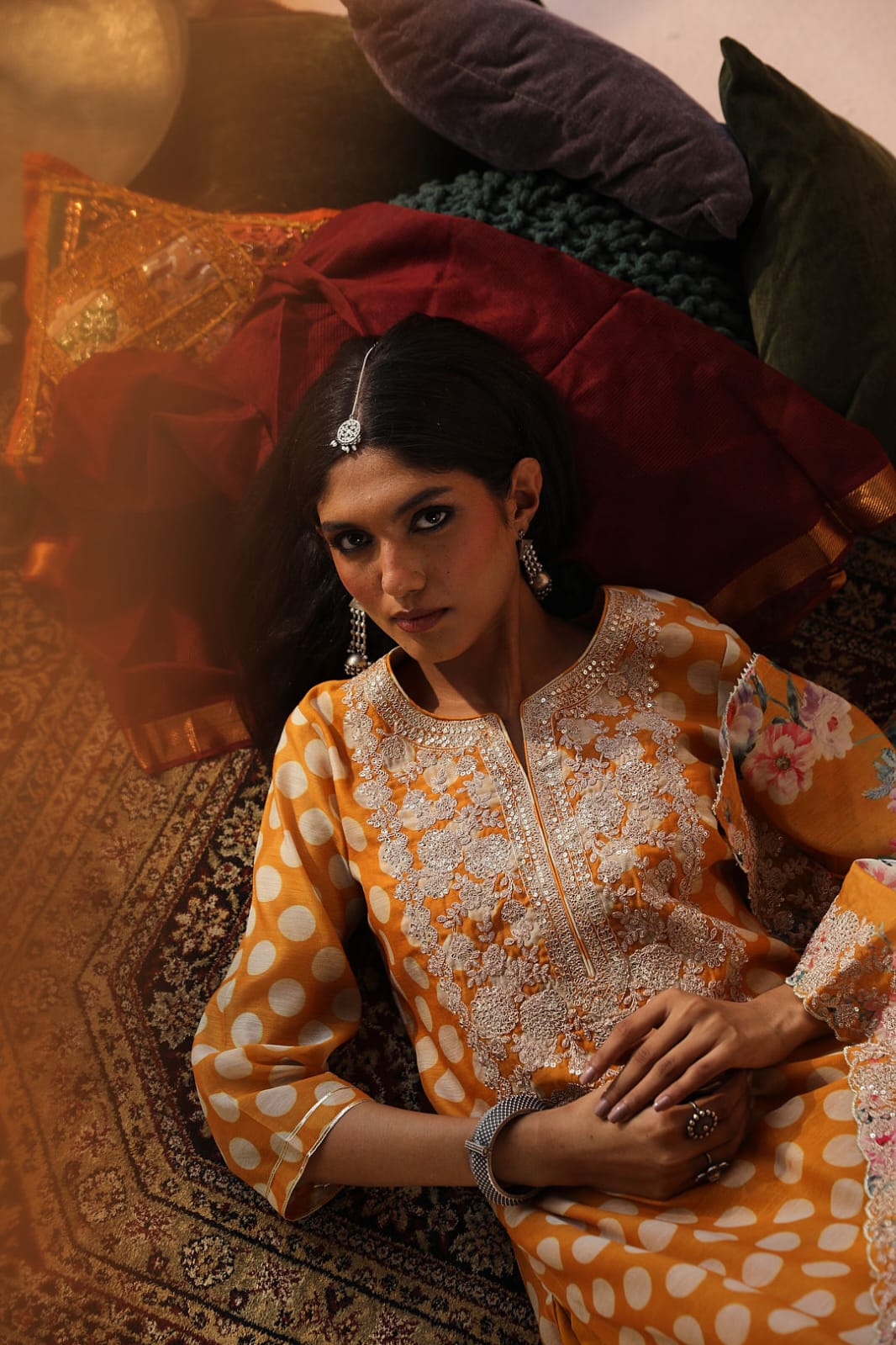 Yellow Polka Chanderi Suit Set | HER-253