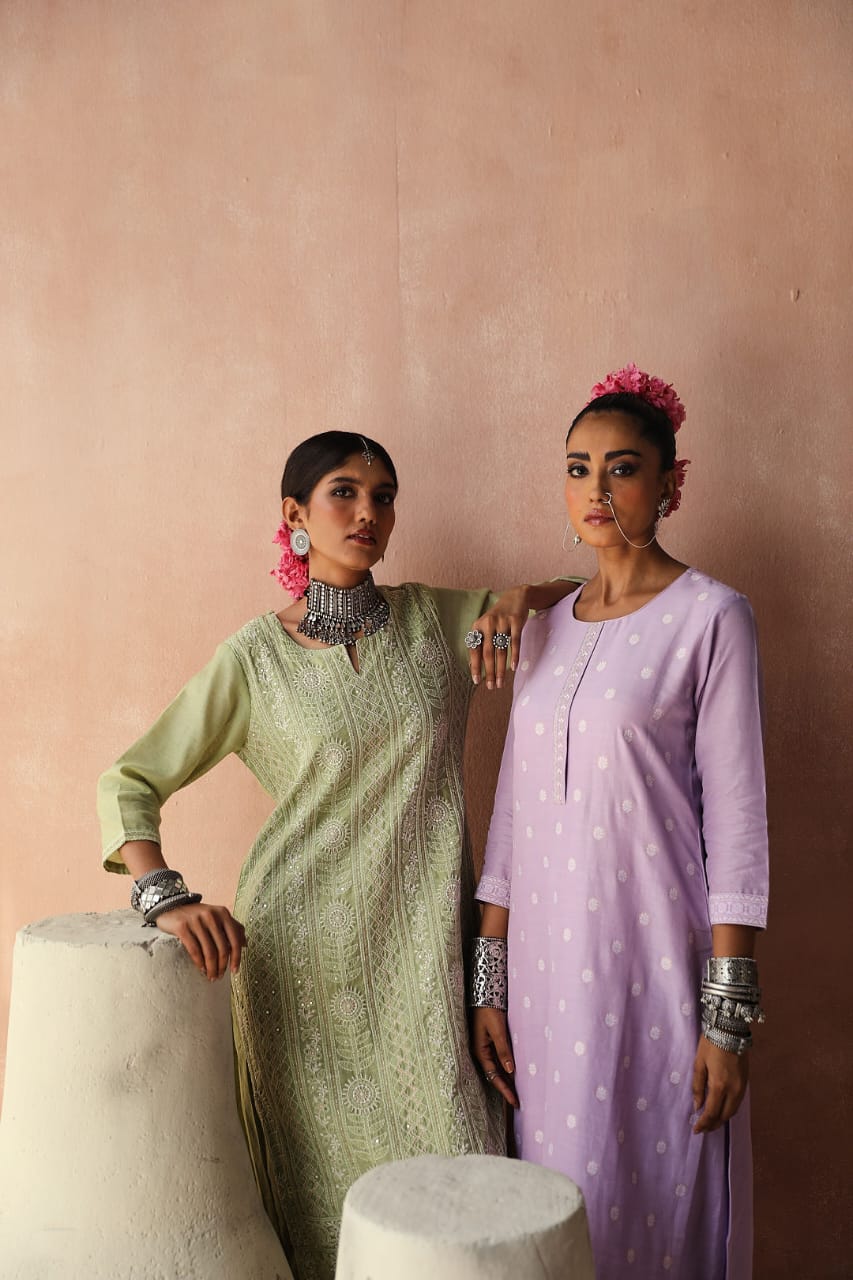 Mint Green Chikankari Kurta Set | HER-258