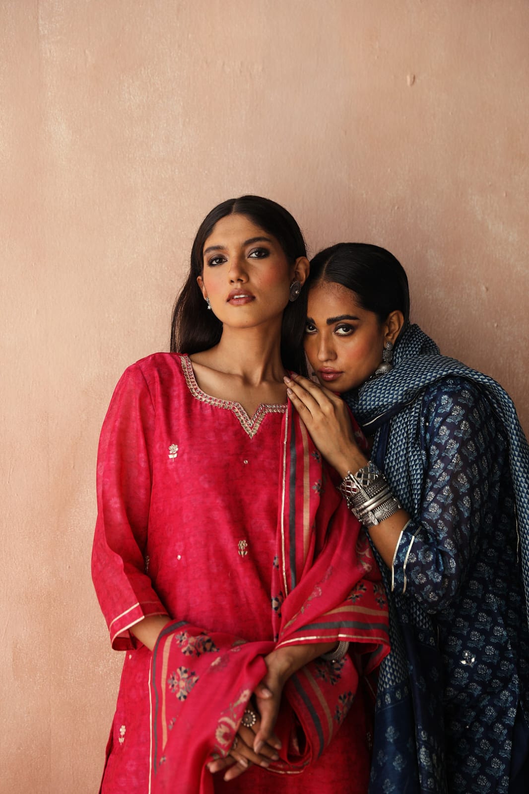 Pink Chanderi Suit Set