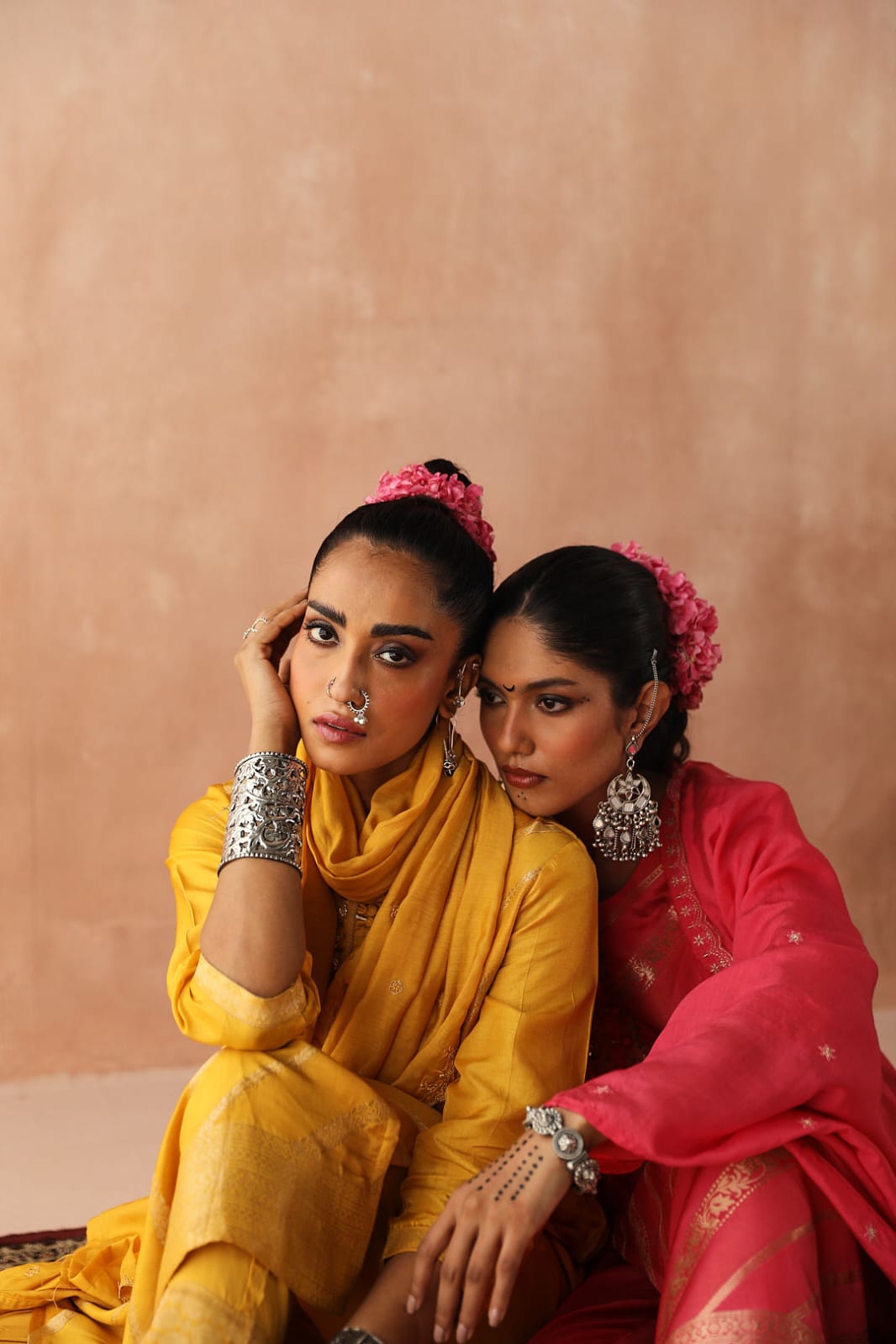 Yellow Zari Weaved Jacquard Suit Set