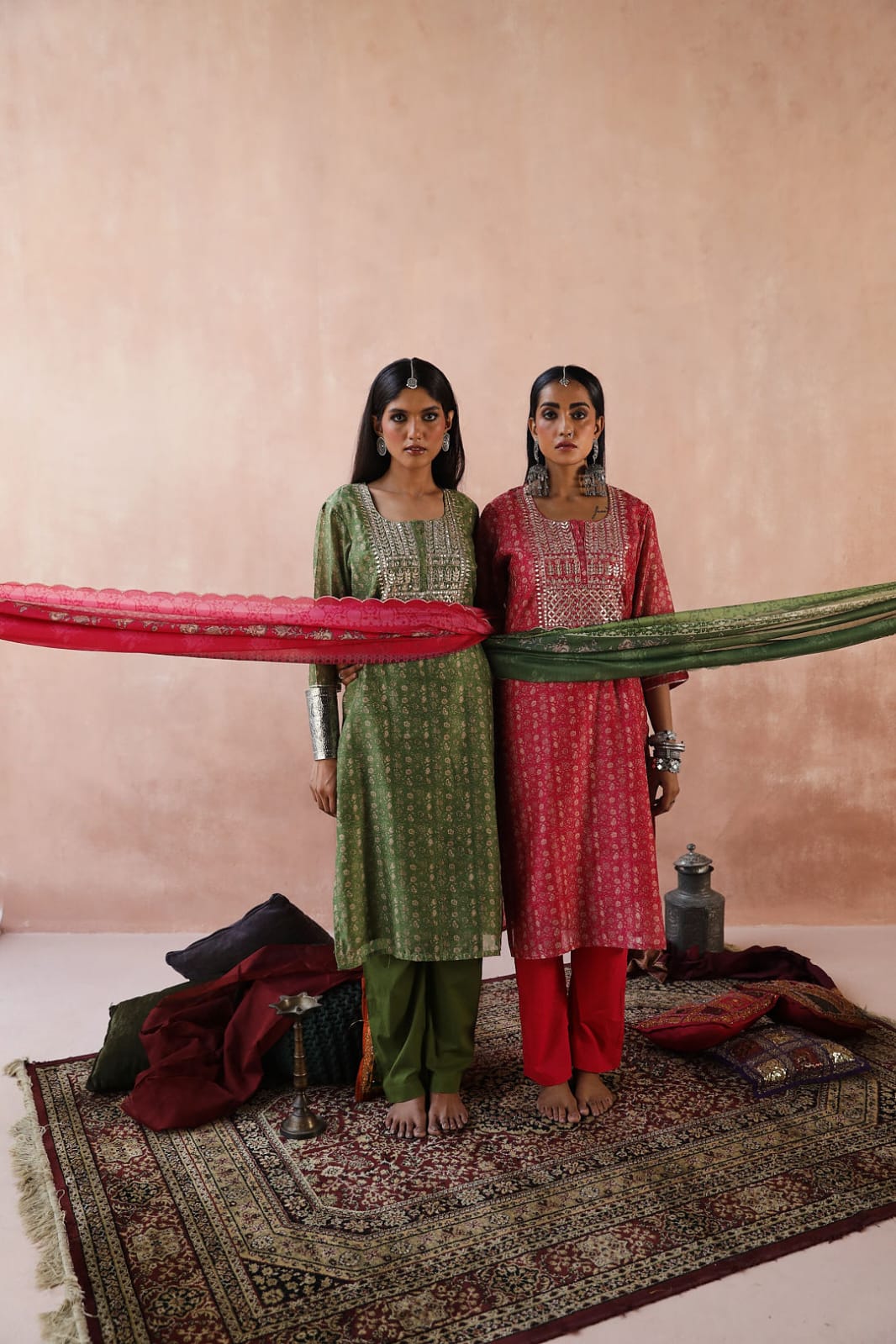 Dark Pink Chanderi Suit Set | HER-260