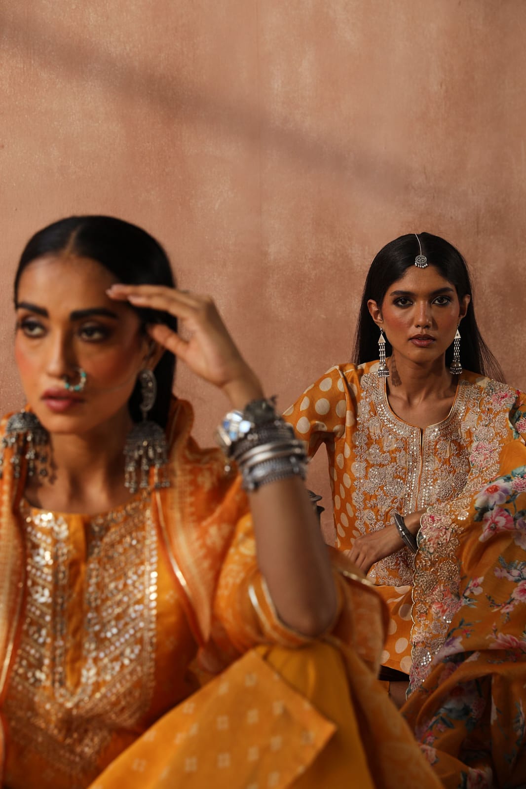 Mustard Yellow Bandhani Chanderi Suit Set