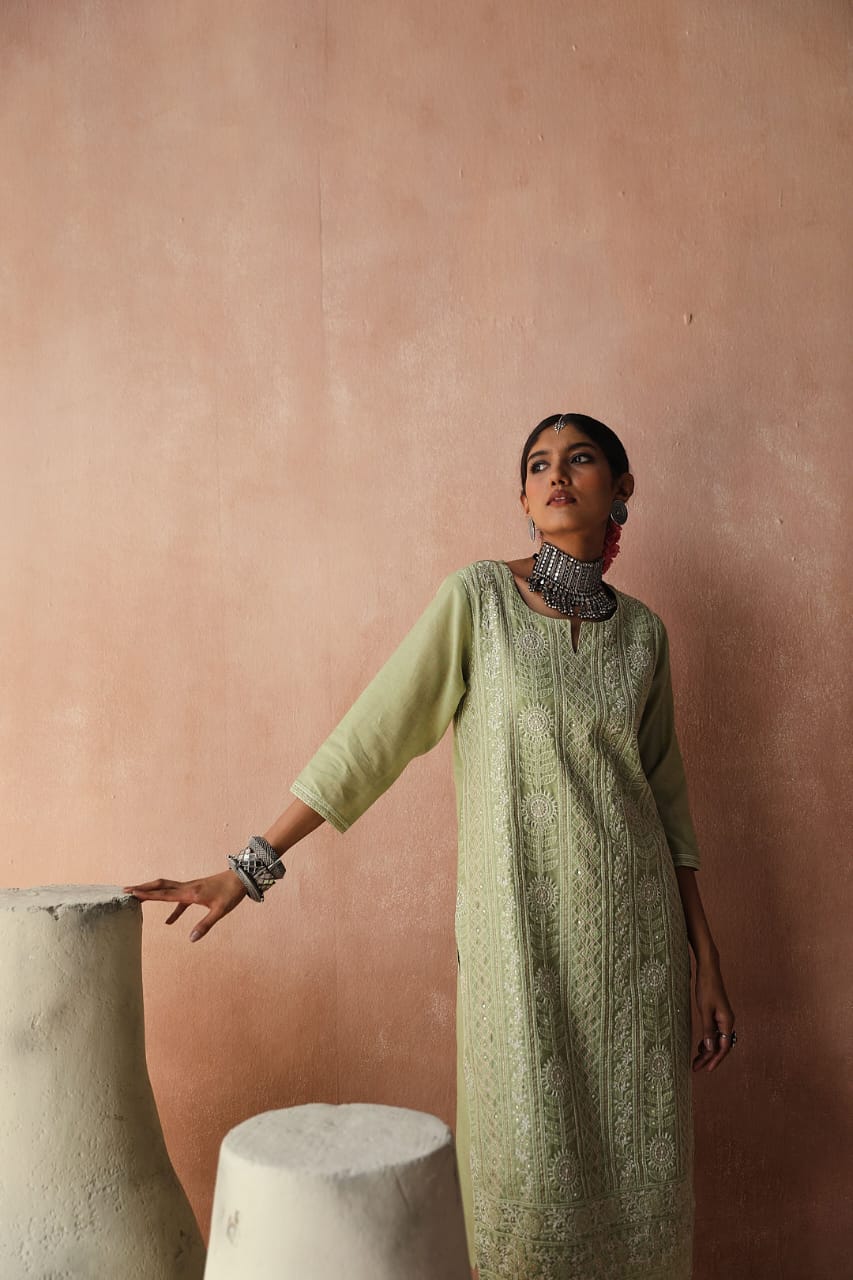 Mint Green Chikankari Kurta Set | HER-258