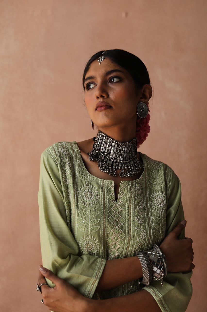 Mint Green Chikankari Kurta Set | HER-258