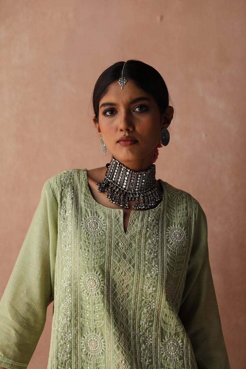 Mint Green Chikankari Kurta Set | HER-258