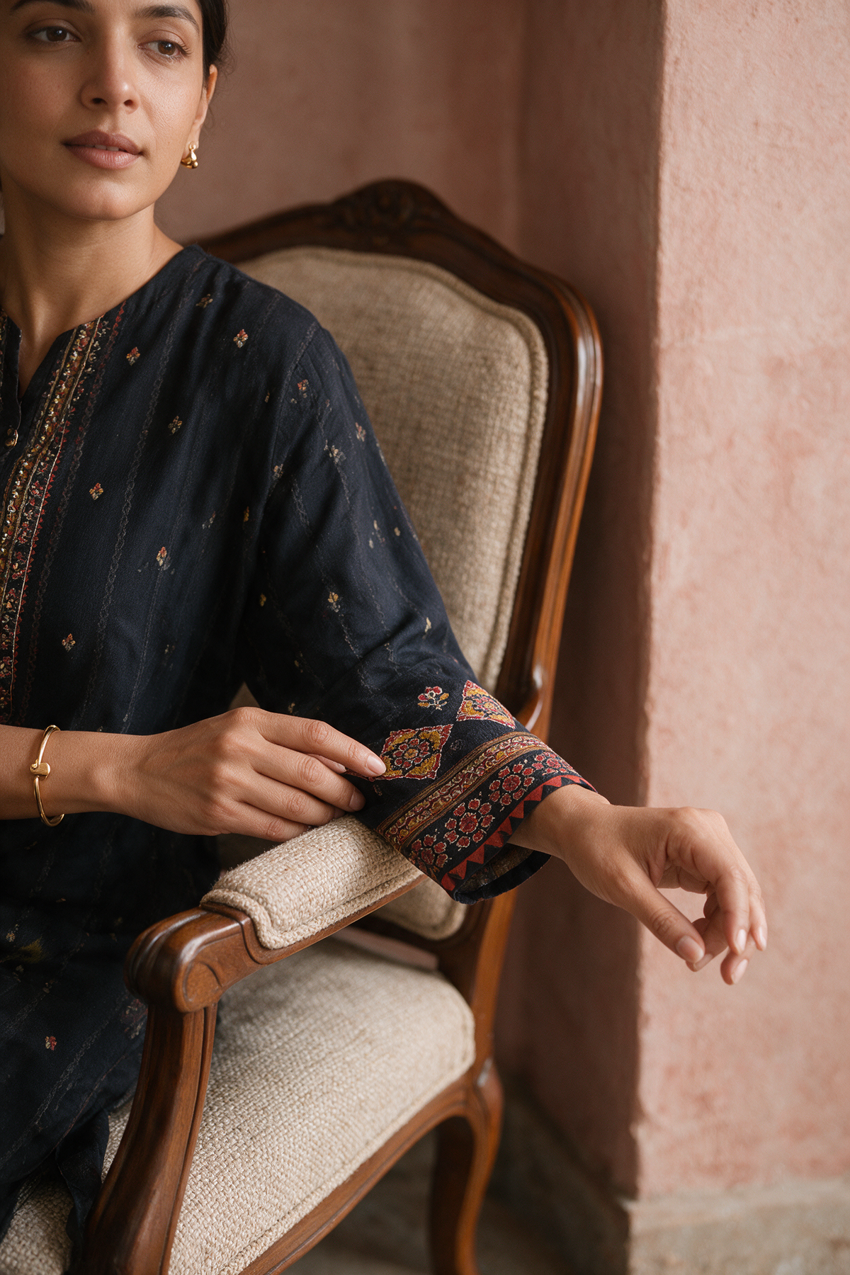 Midnight Black Silk Suit Set