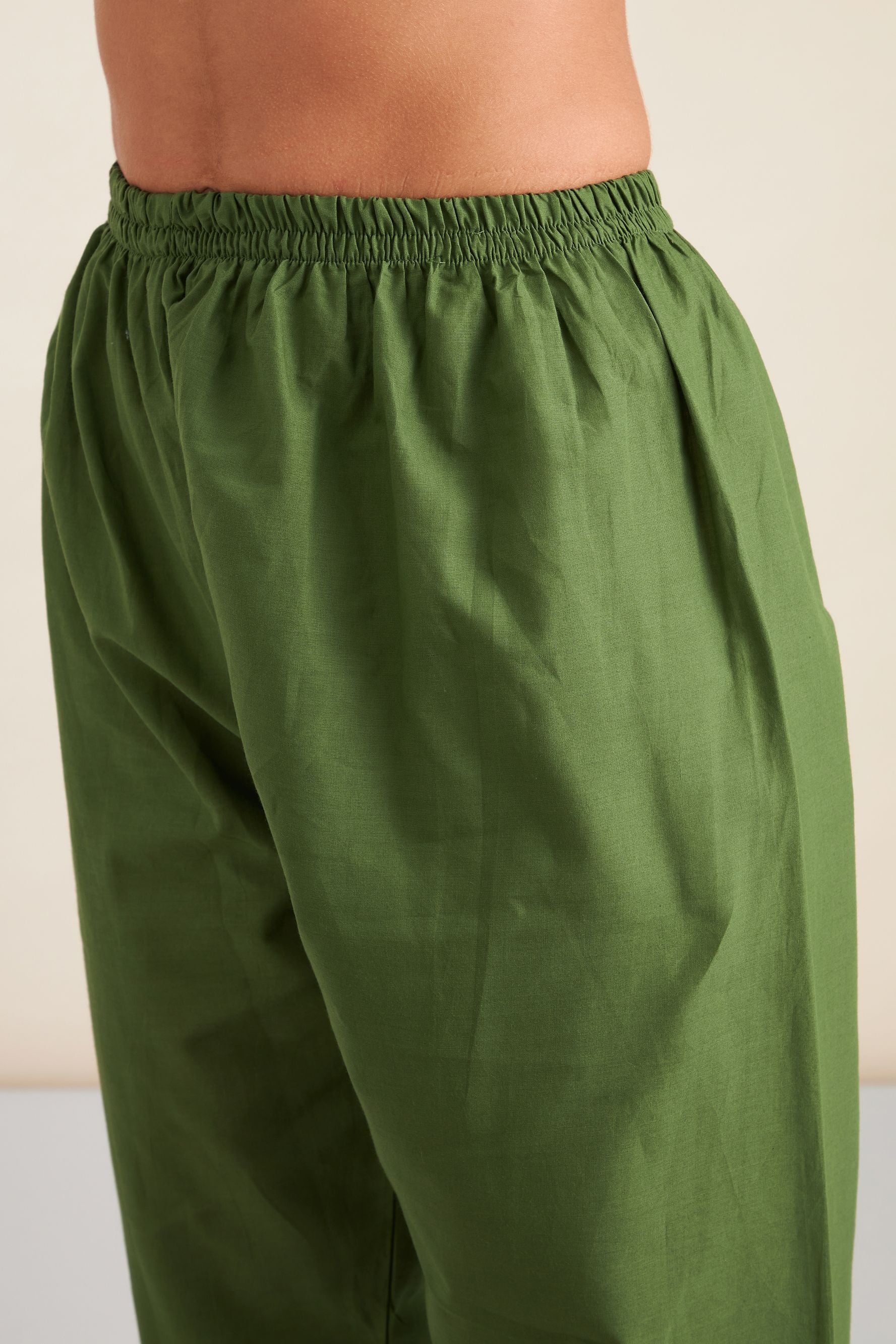 Green Hand Block Printed Chanderi Suit Set | DA-222