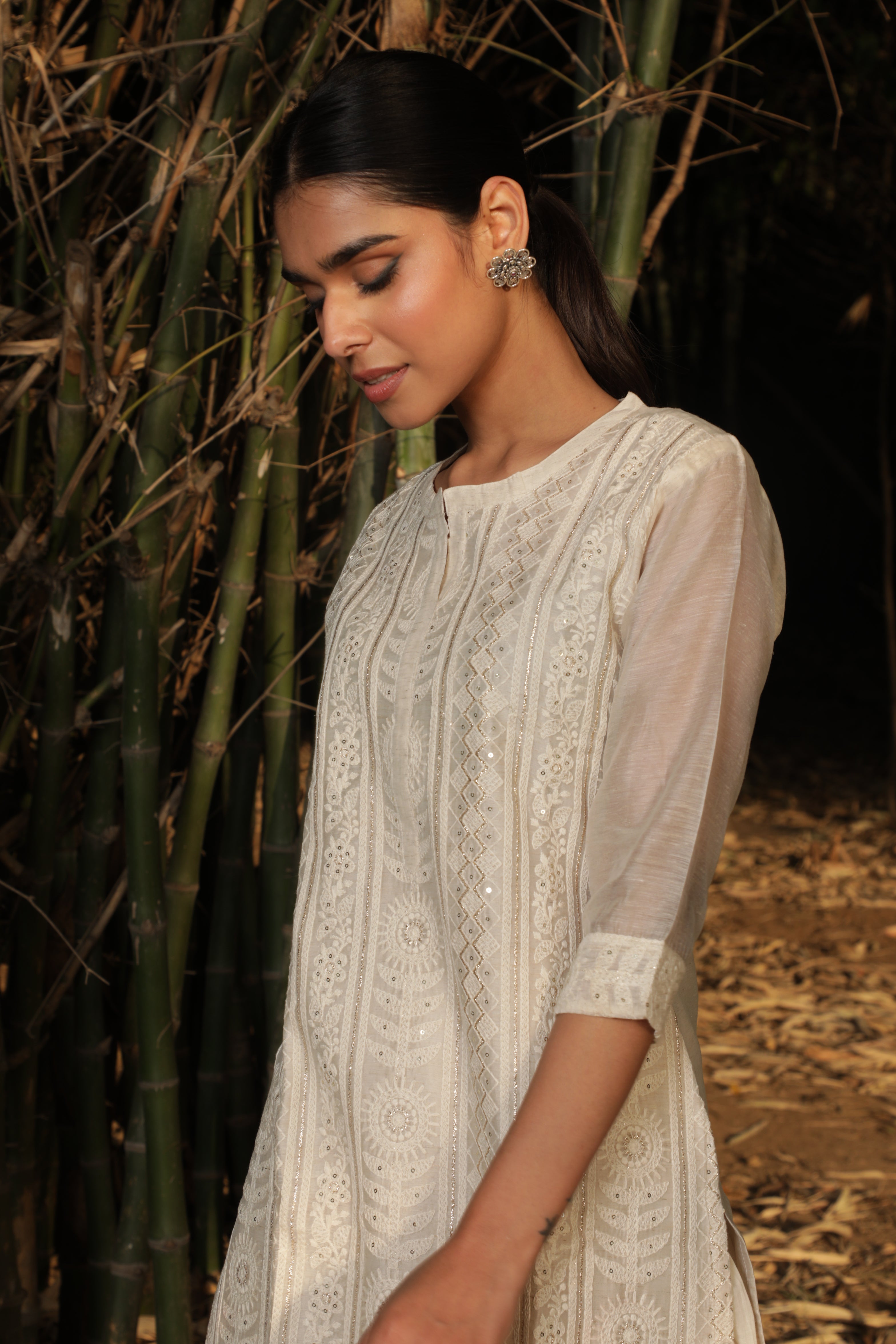 Chikankari Chanderi Kurta/Co-ord Set | HER-122