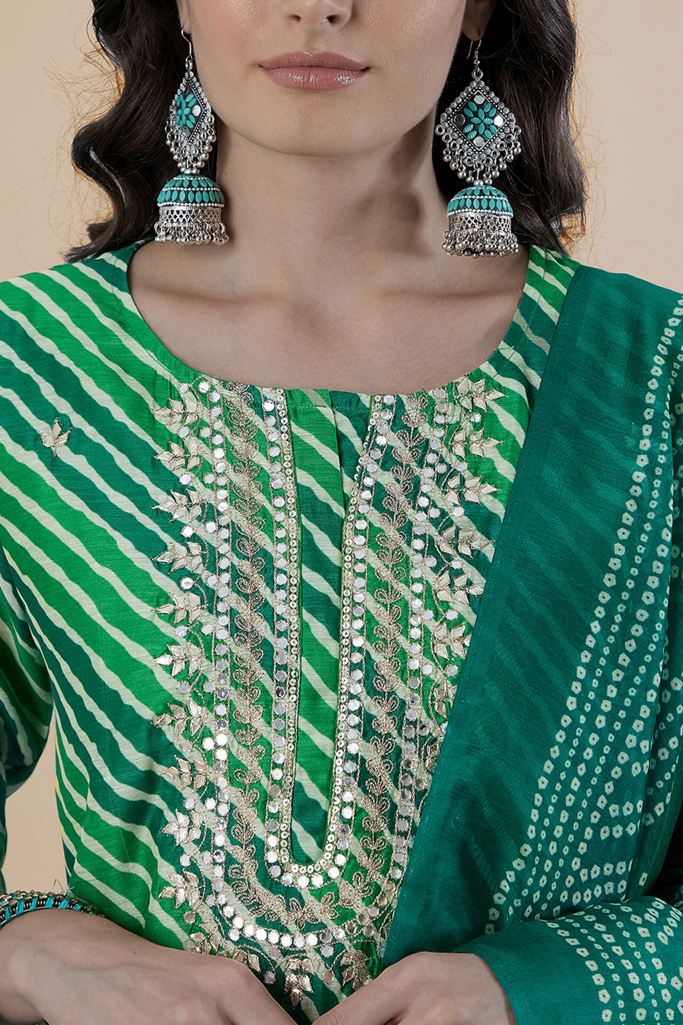 Green Chanderi Sharara Suit Set