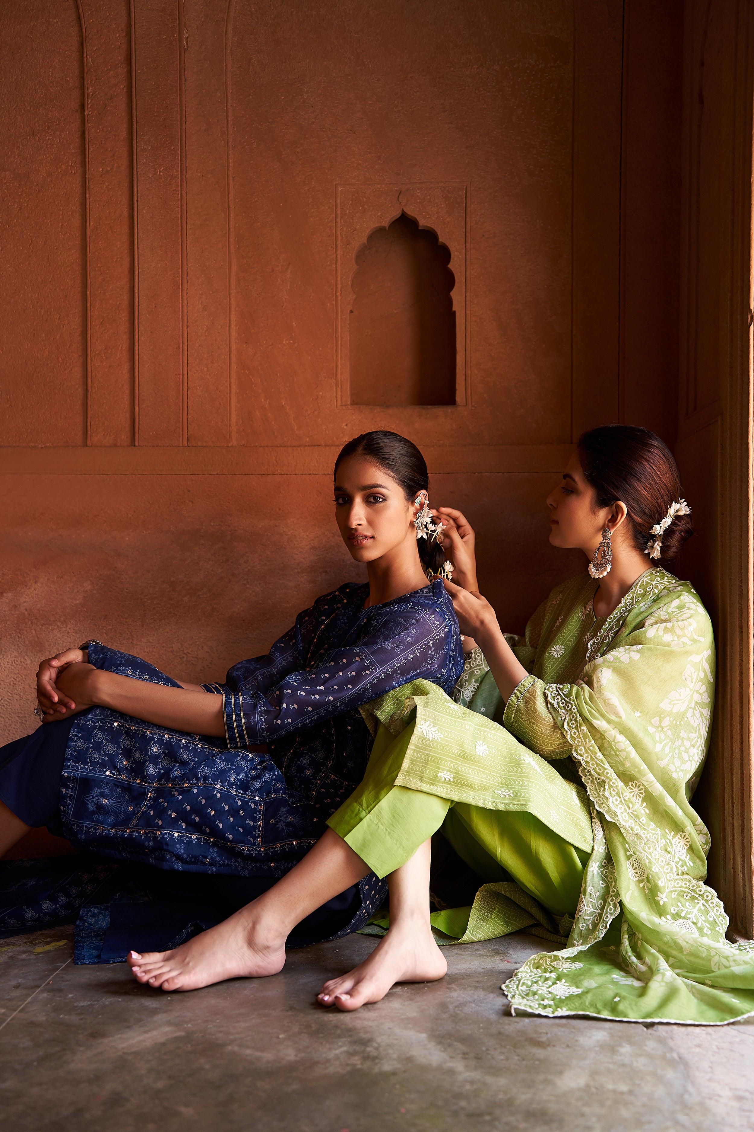 Blue Chanderi Suit Set | HER-181