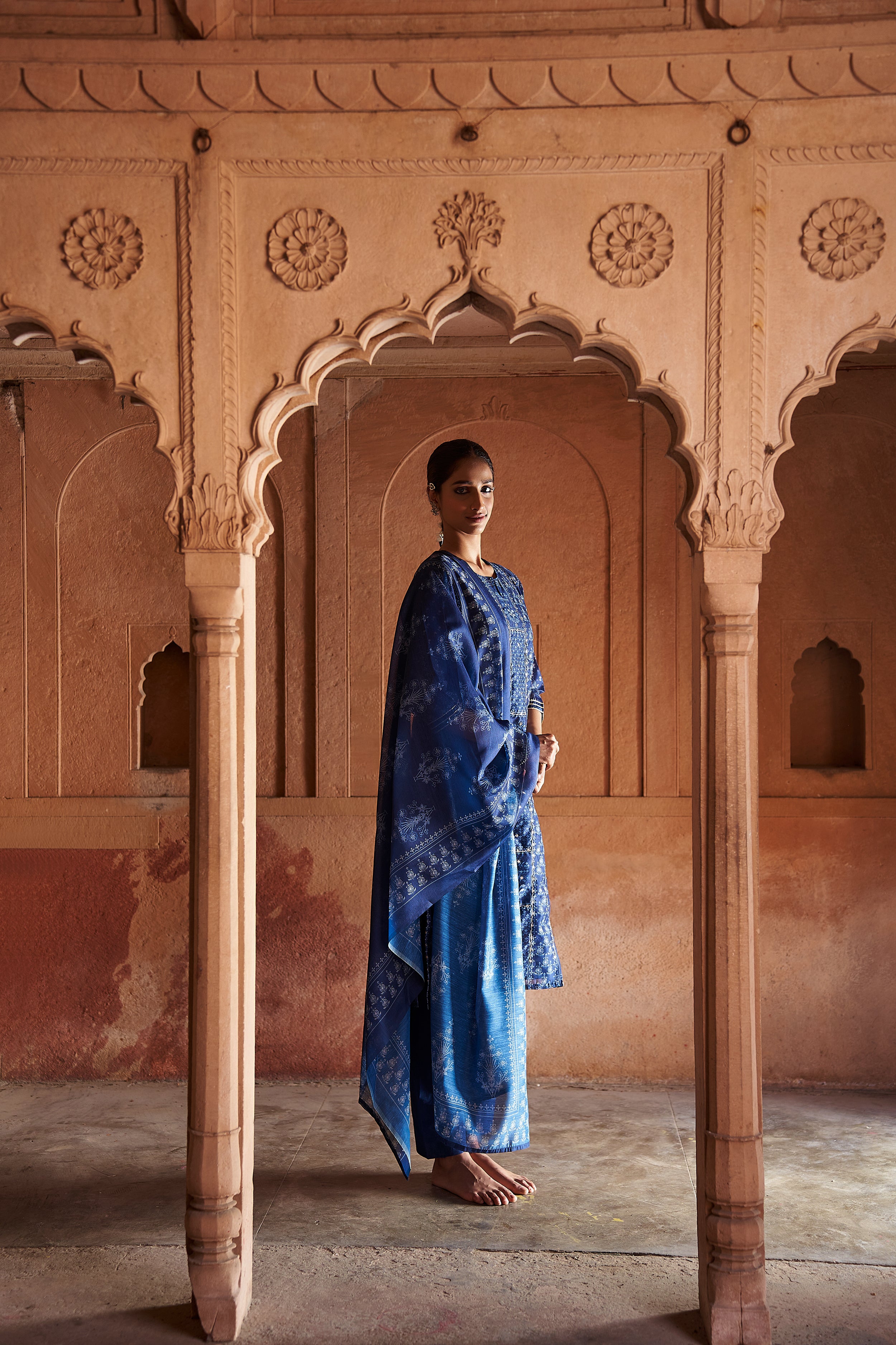 Blue Chanderi Suit Set | HER-181