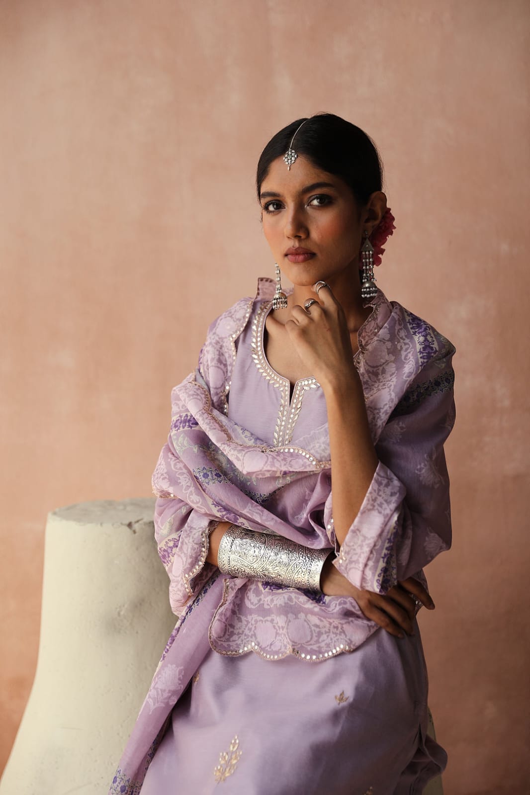 Lilac Chanderi Kurta Set | HER-252