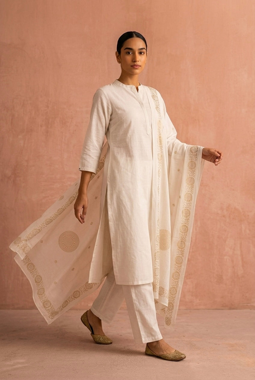 Ivory White Minimal Suit Set | HER-704
