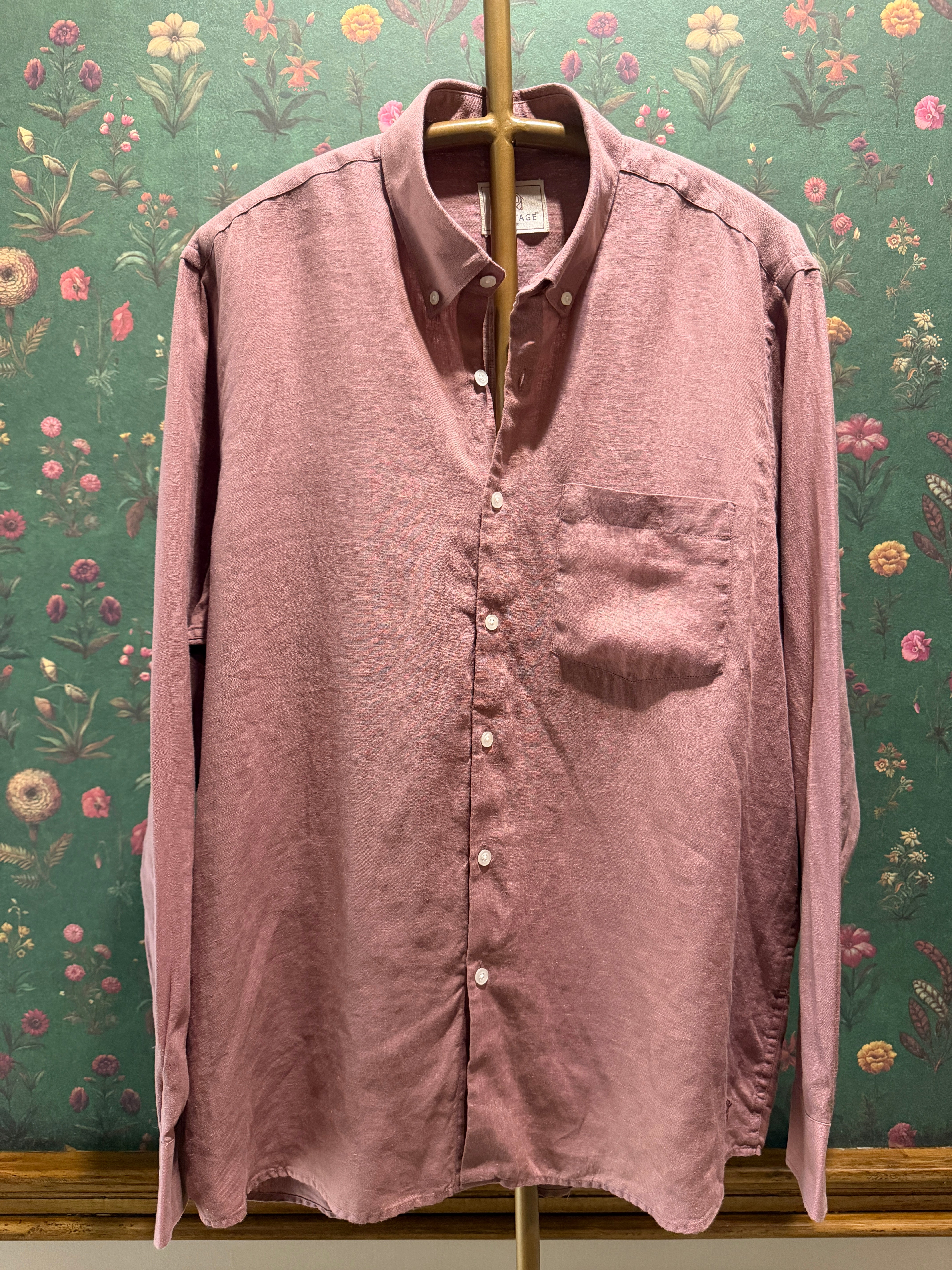 Dusty Rose Pink Men’s Pure Linen Full Sleeves Shirt