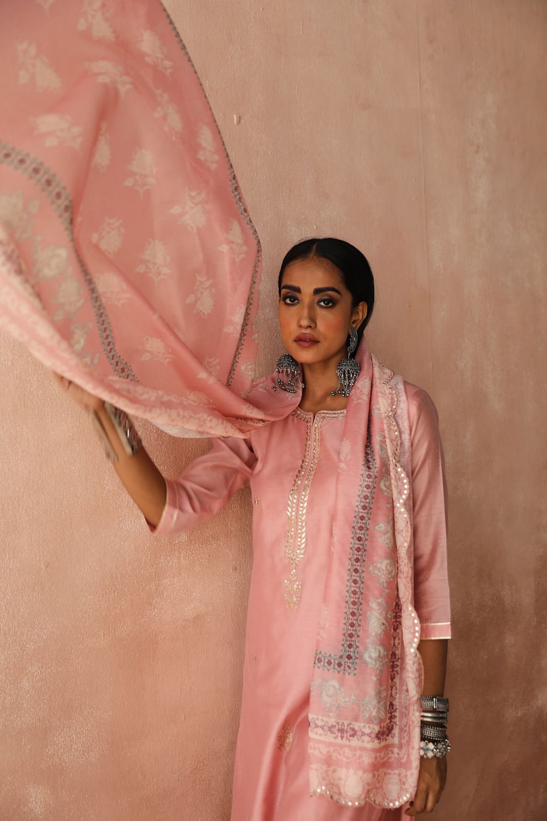 Pastel Pink Chanderi Suit Set | HER-252