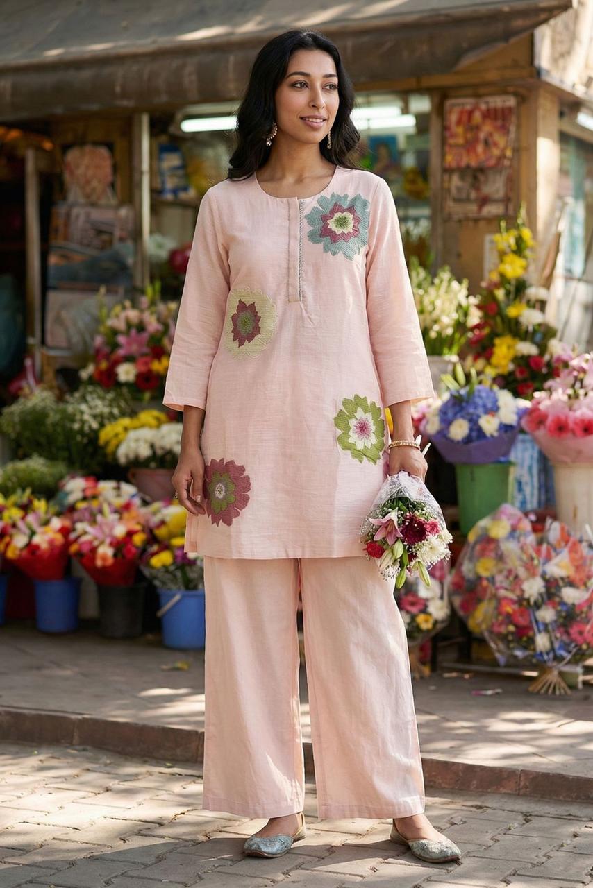 Blush Bloom Handcrafted Co-ord Set | HER-623