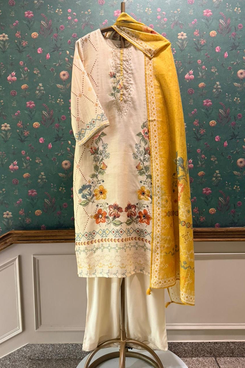 Gulrang Noor Yellow Chanderi Suit Set | HER-654