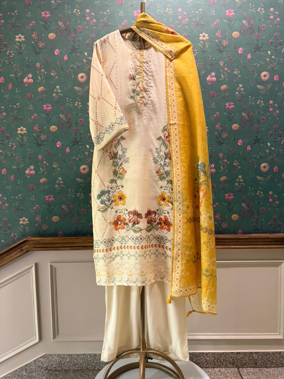 Gulrang Noor Yellow Chanderi Suit Set | HER-654