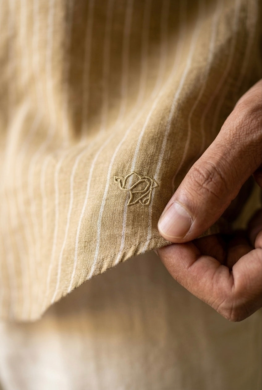 Tan Stripe Men’s Pure Linen Full Sleeves Shirt