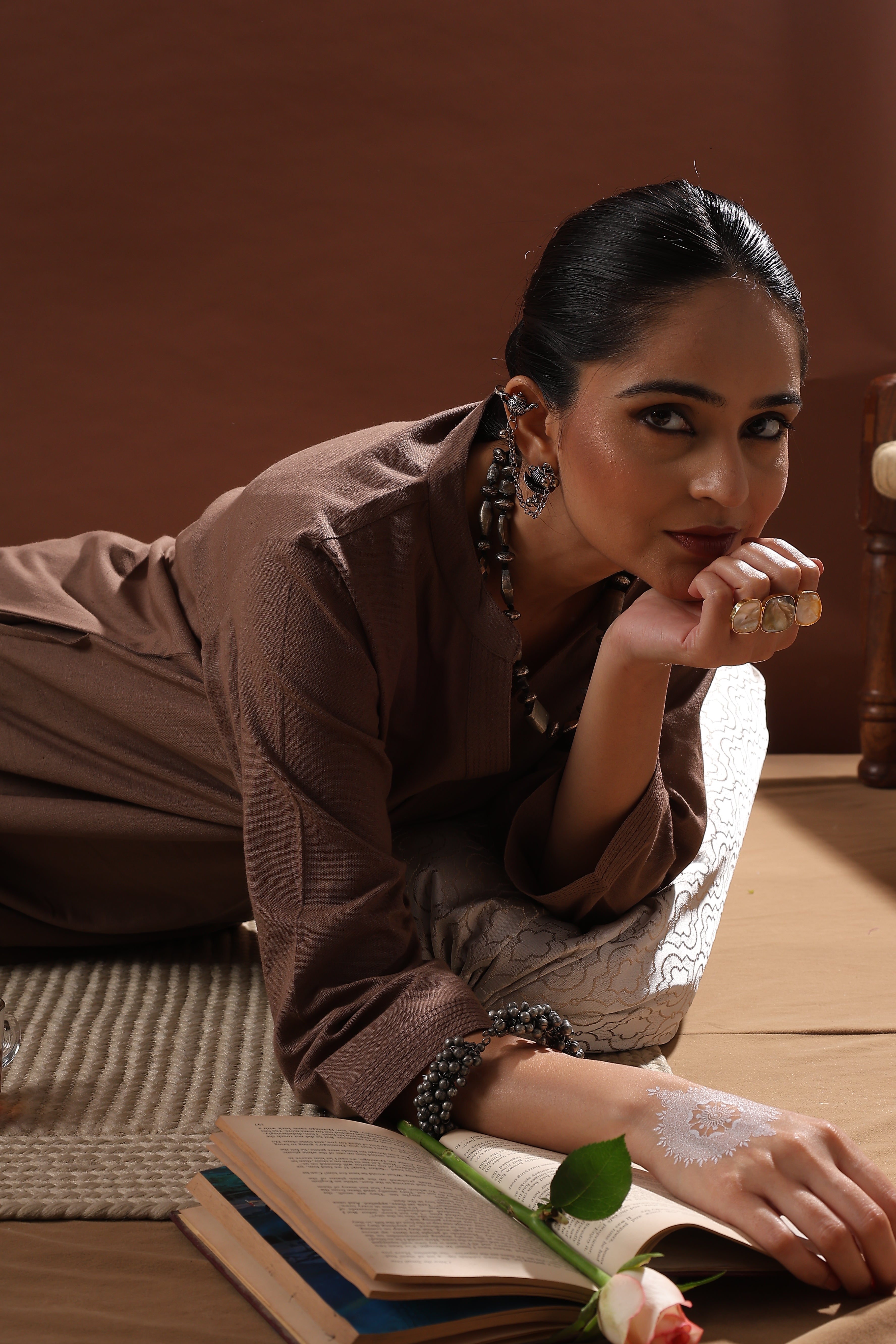 Mocha Brown Minimal Kurta/Co-ord Set | HER-527