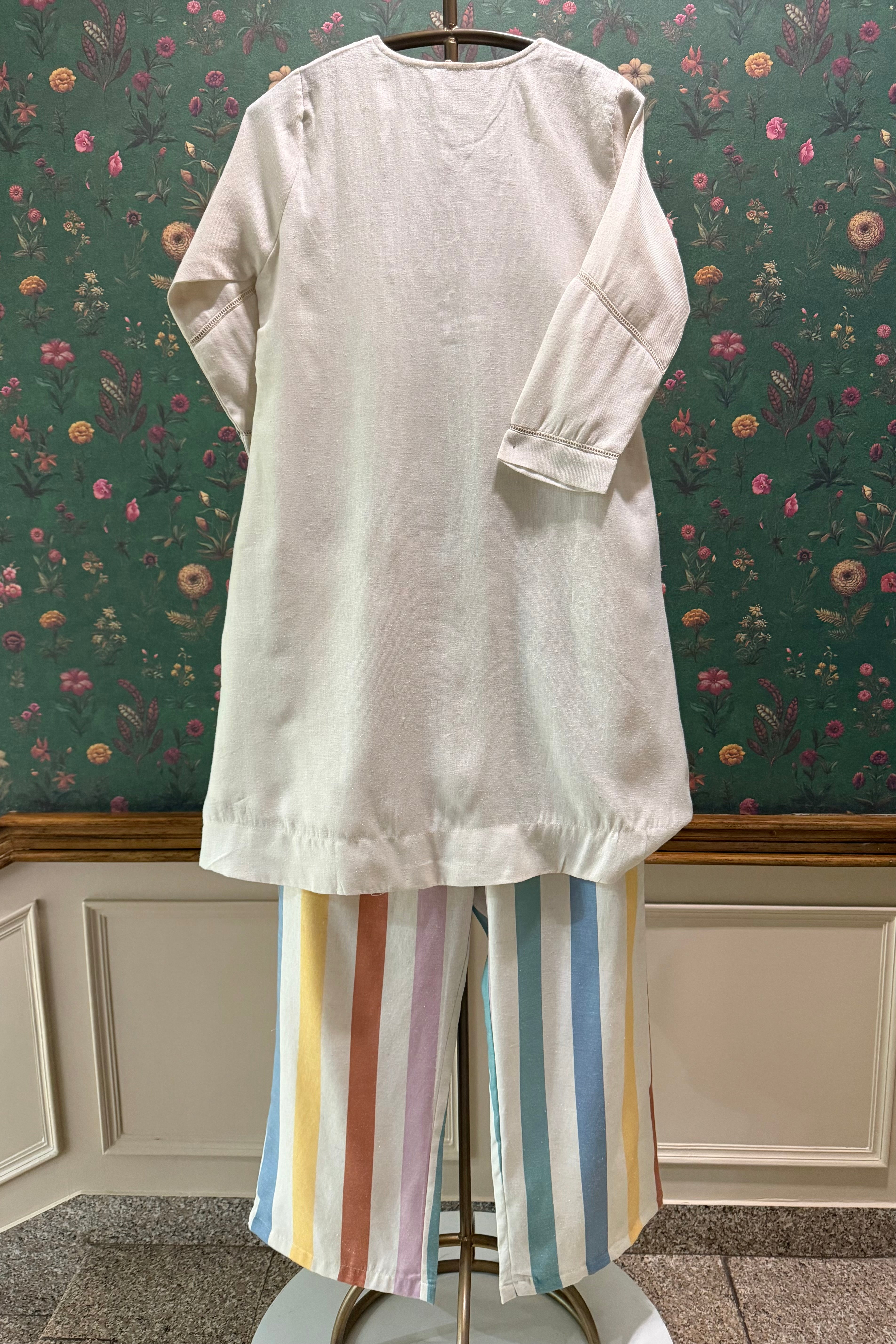 Ivory Bloom Embroidered Co-ord Set | HER-631