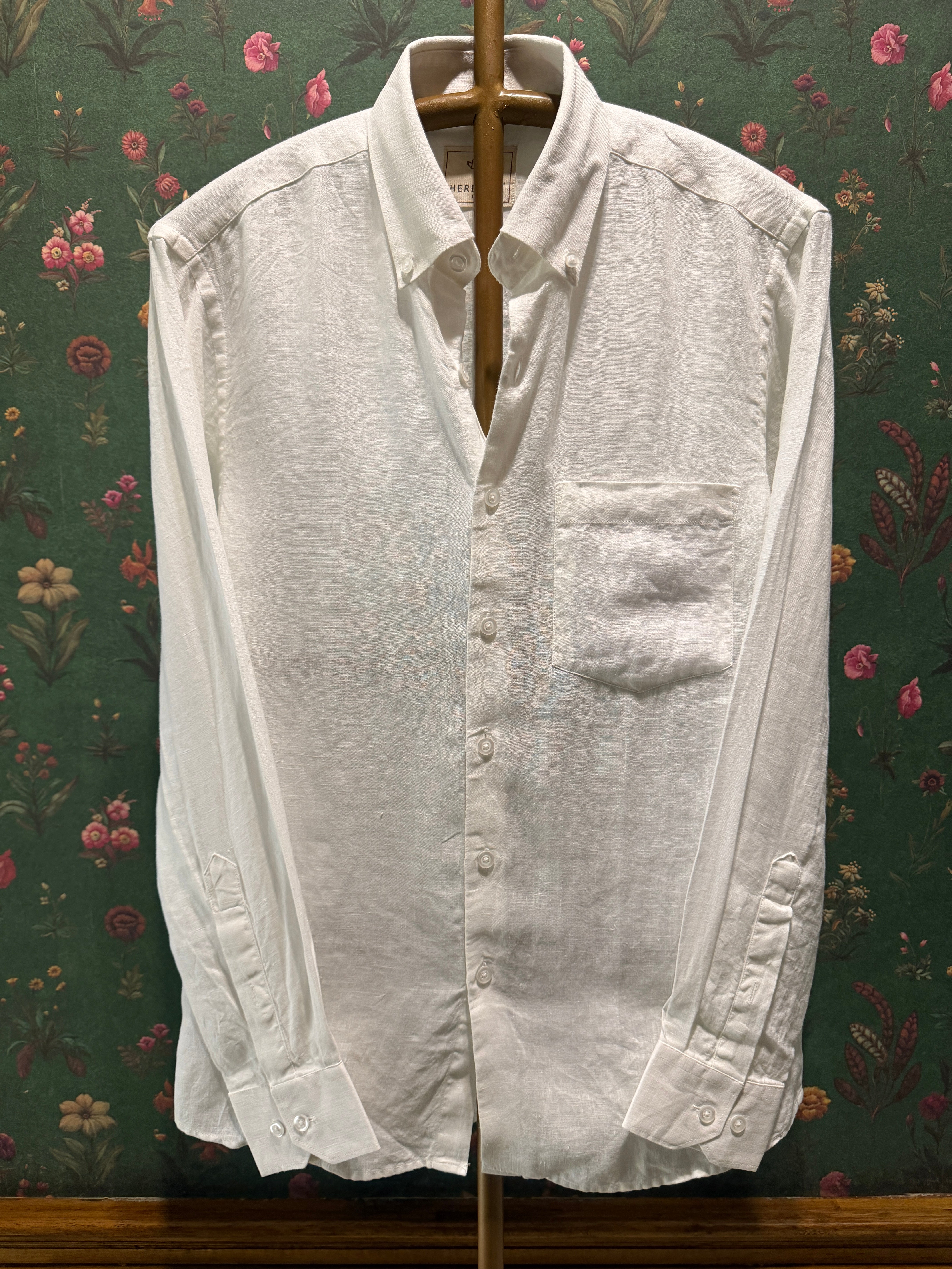 Men’s Ivory White Pure Linen Full Sleeves Shirt