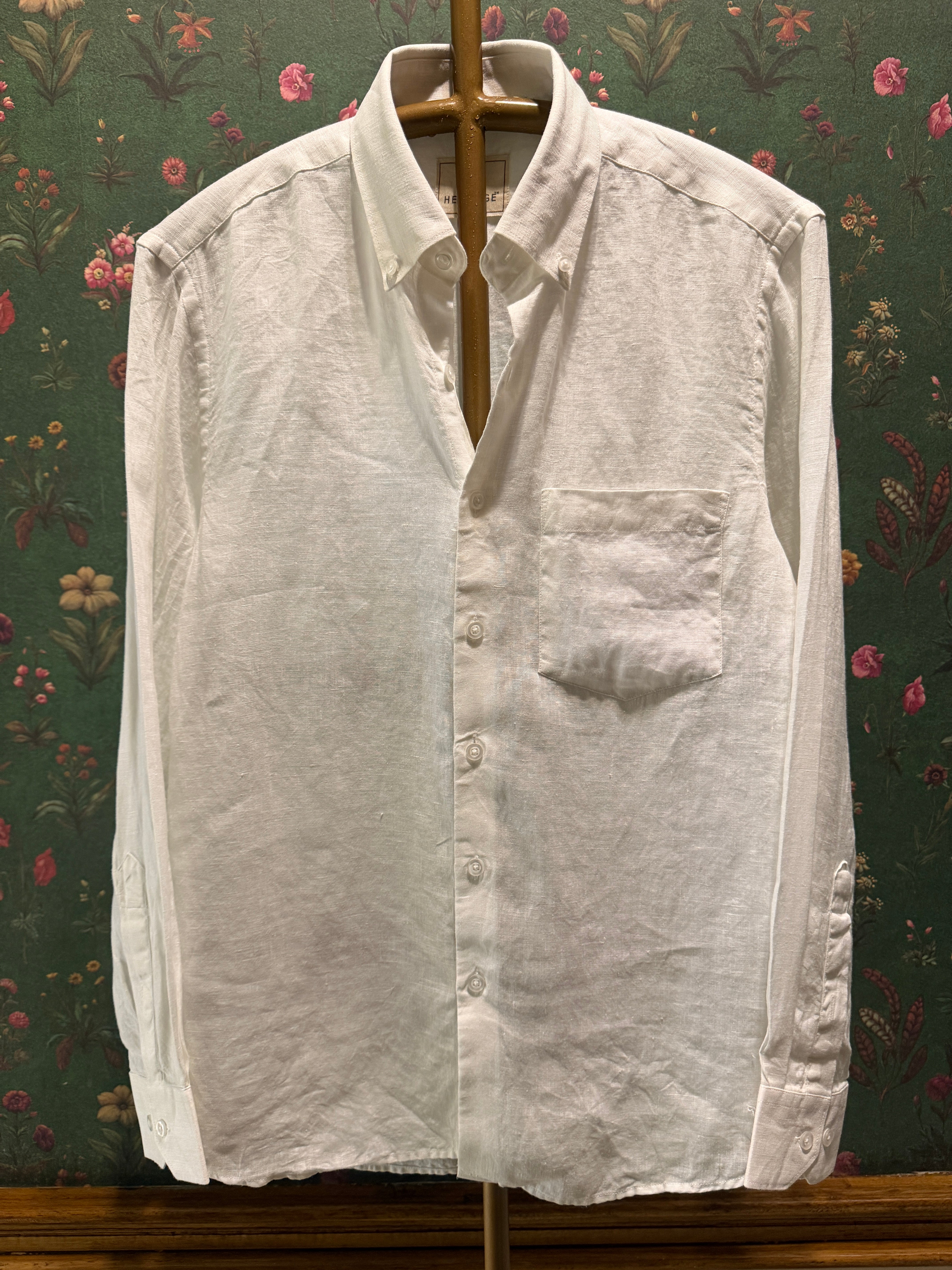 Men’s Ivory White Pure Linen Full Sleeves Shirt