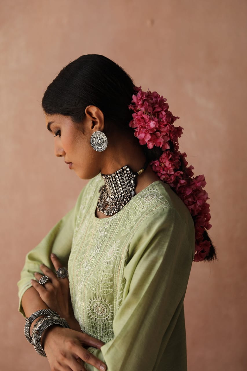 Mint Green Chikankari Kurta Set | HER-258