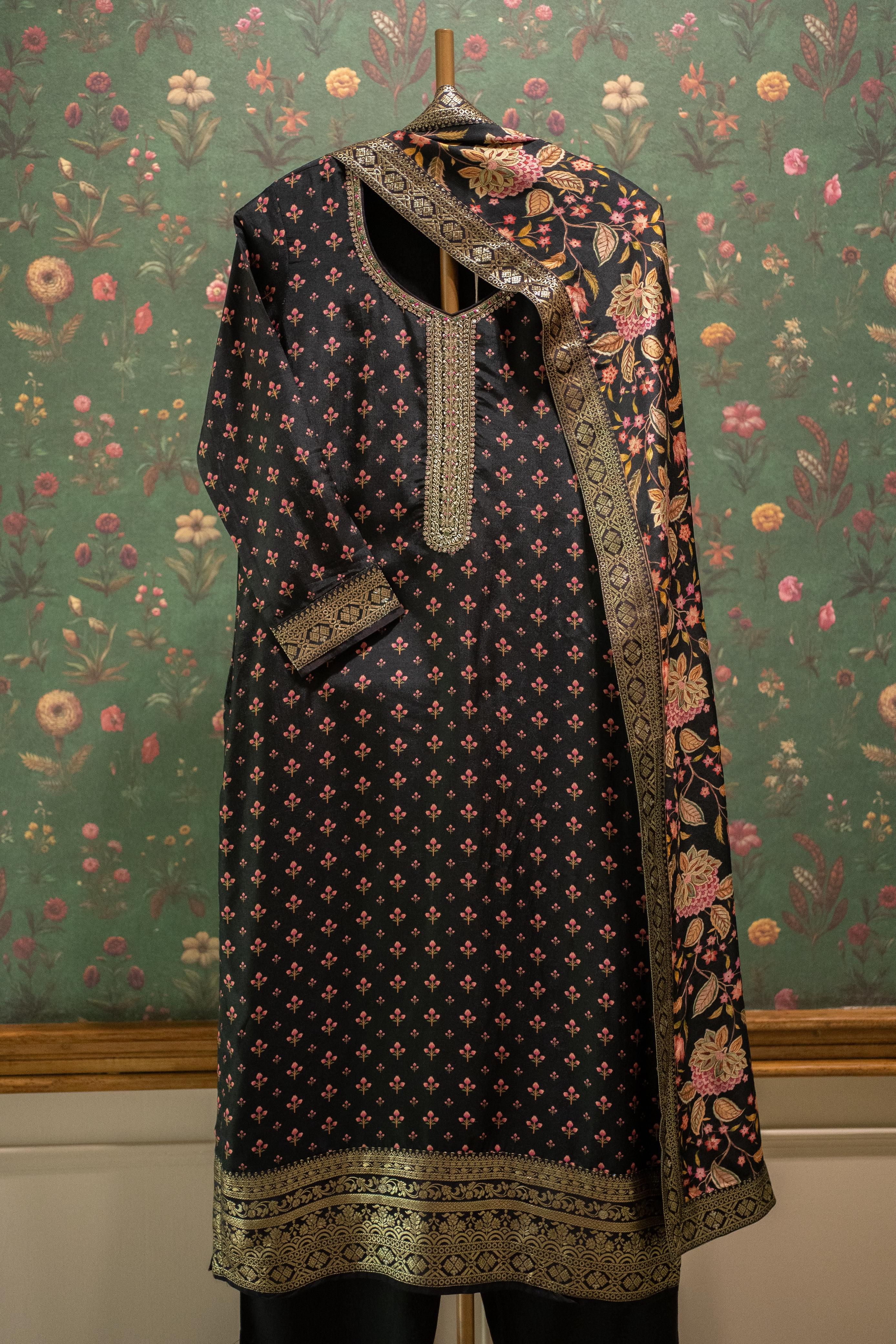 Kanika Black Banarasi Suit Set | HER-557