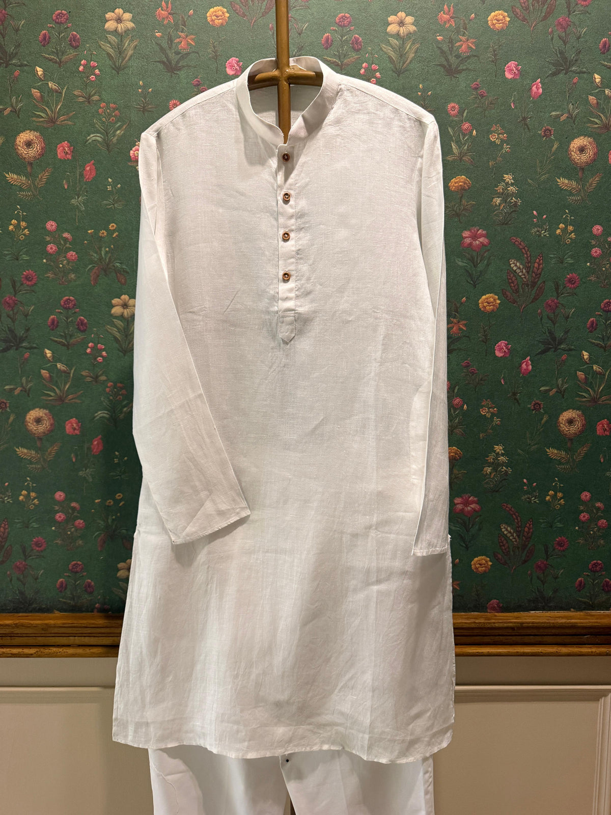 Men’s Pure Linen Kurta Pajama Set – Ivory White