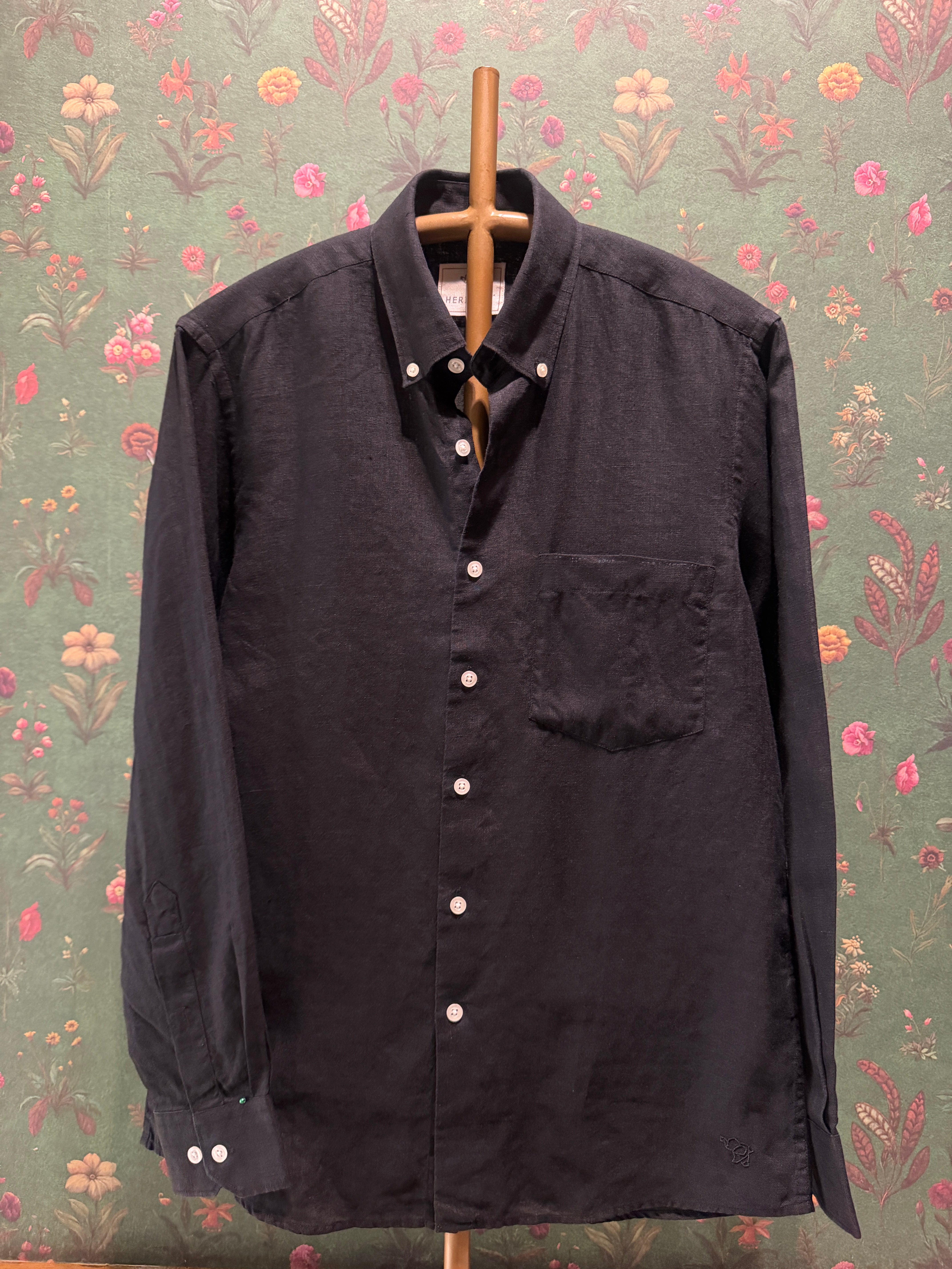 Black Men’s Pure Linen Full Sleeves Shirt