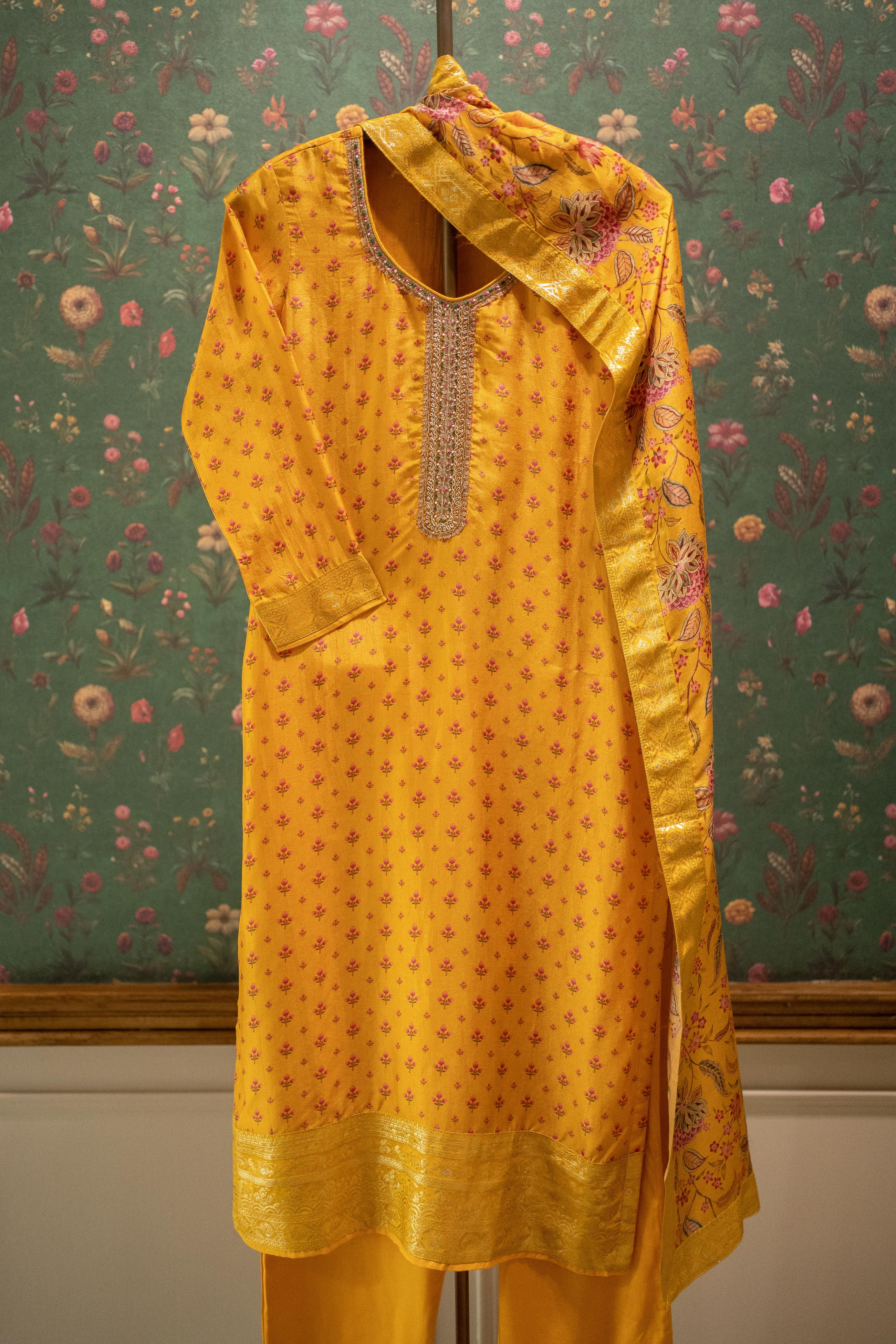 Kanika Mustard Yellow Banarasi Suit Set | HER-557 YELLOW