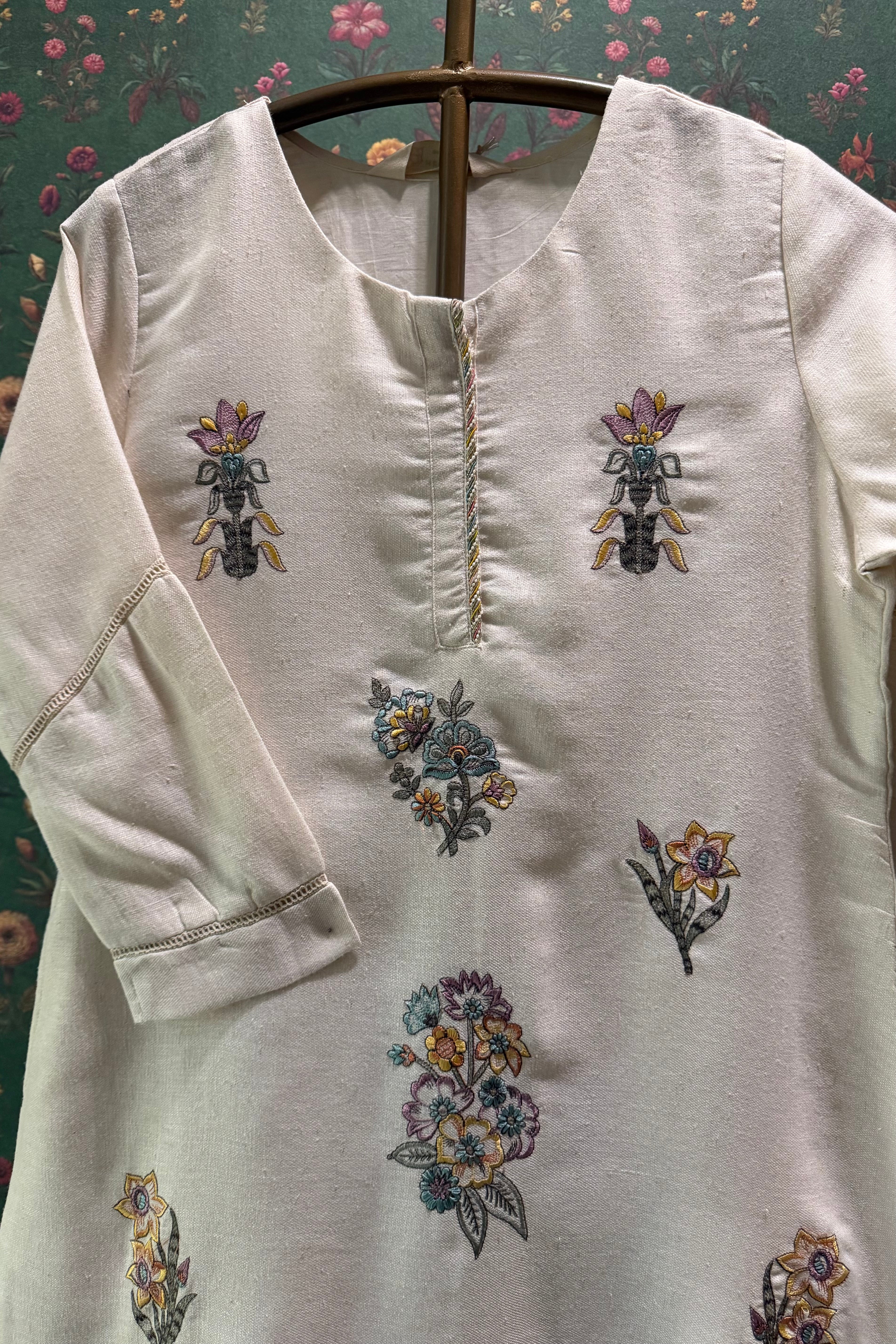 Ivory Bloom Embroidered Co-ord Set | HER-631