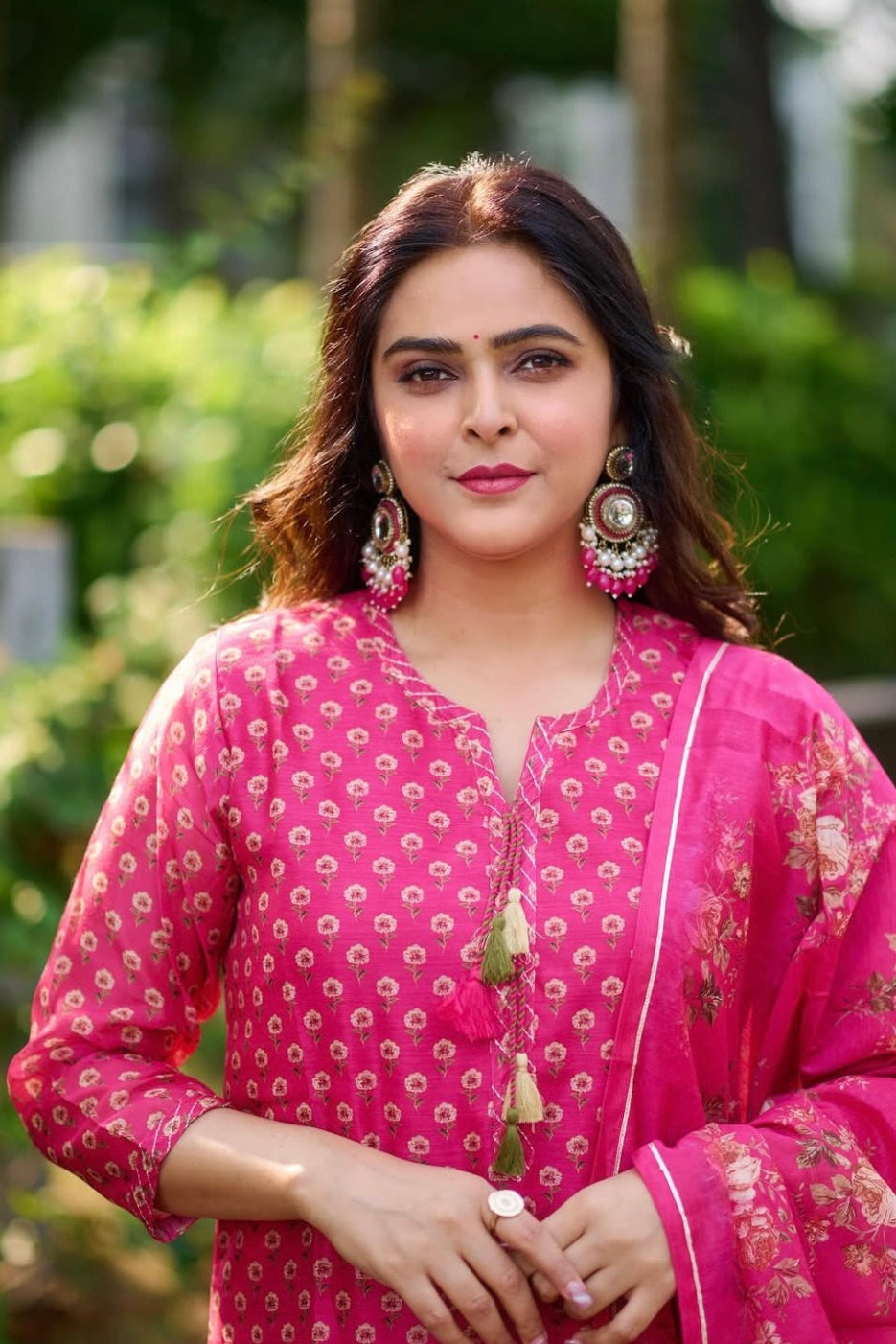 Dark Pink Chanderi Suit Set | HER-410