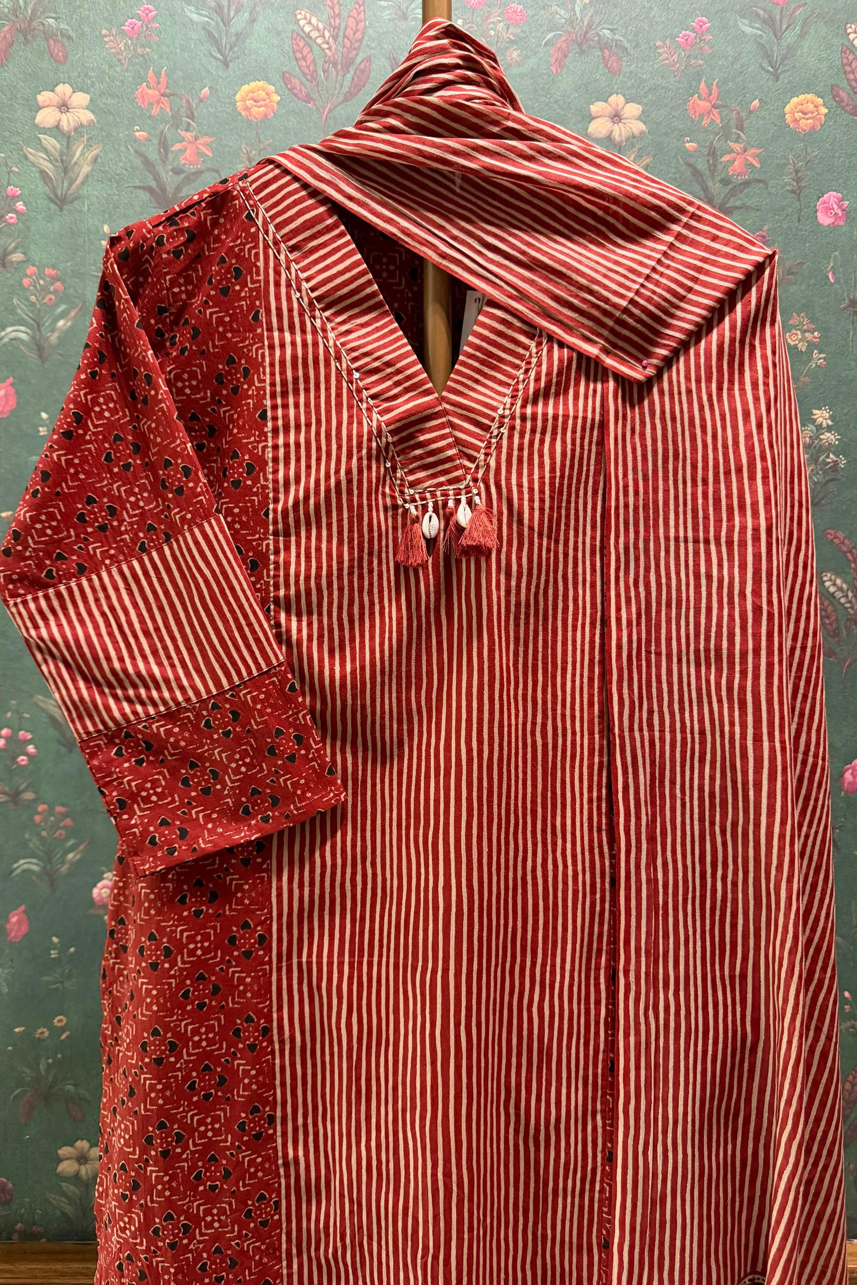 Rekha Ajrakh Rust Suit Set | HER-678