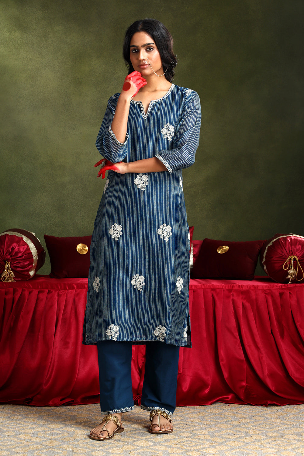 Midnight Blue Chanderi Suit Set