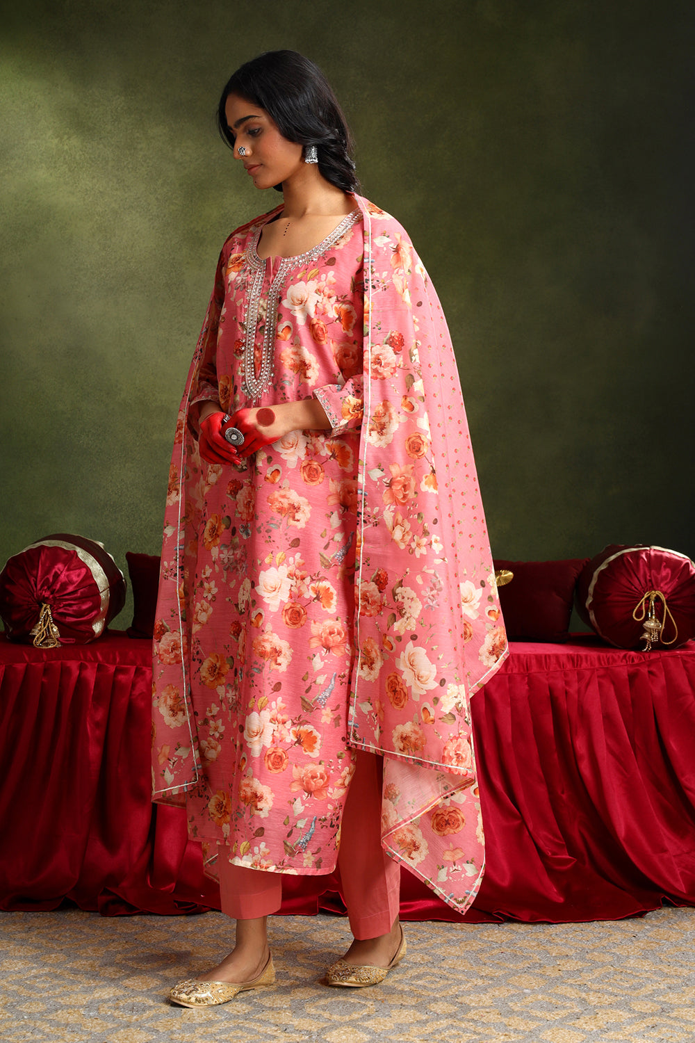 Pastel Pink Chanderi Suit Set | HER-407