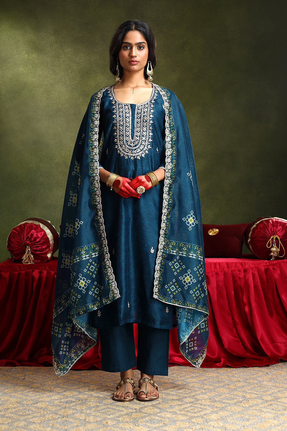 Falak Blue Chanderi Suit Set | HER-413
