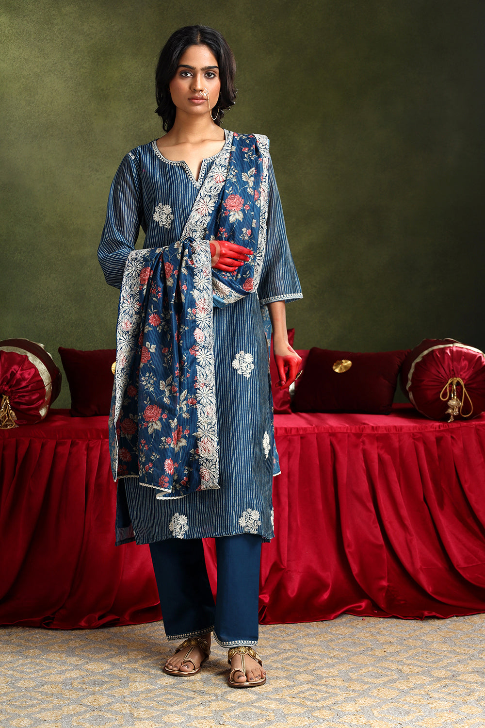 Midnight Blue Chanderi Suit Set